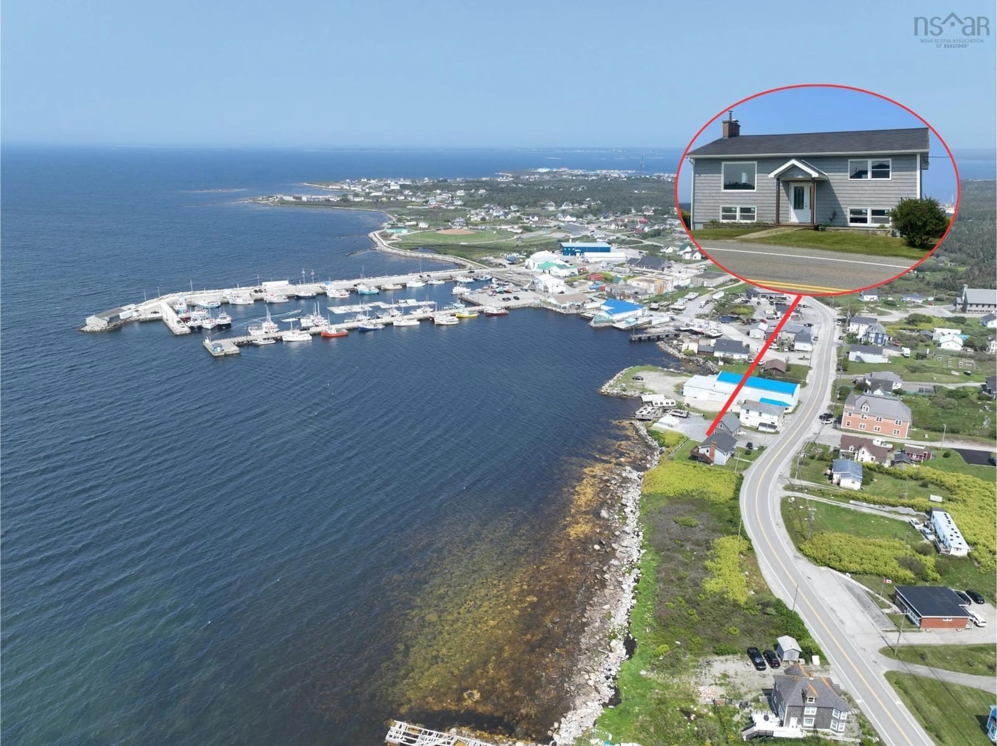A pic from outside/outdoor area/front of a property/back of a property/a pic from drone, water/lake/river/ocean view for 2788 Main Street St, Clark's Harbour Nova Scotia B0W 1P0