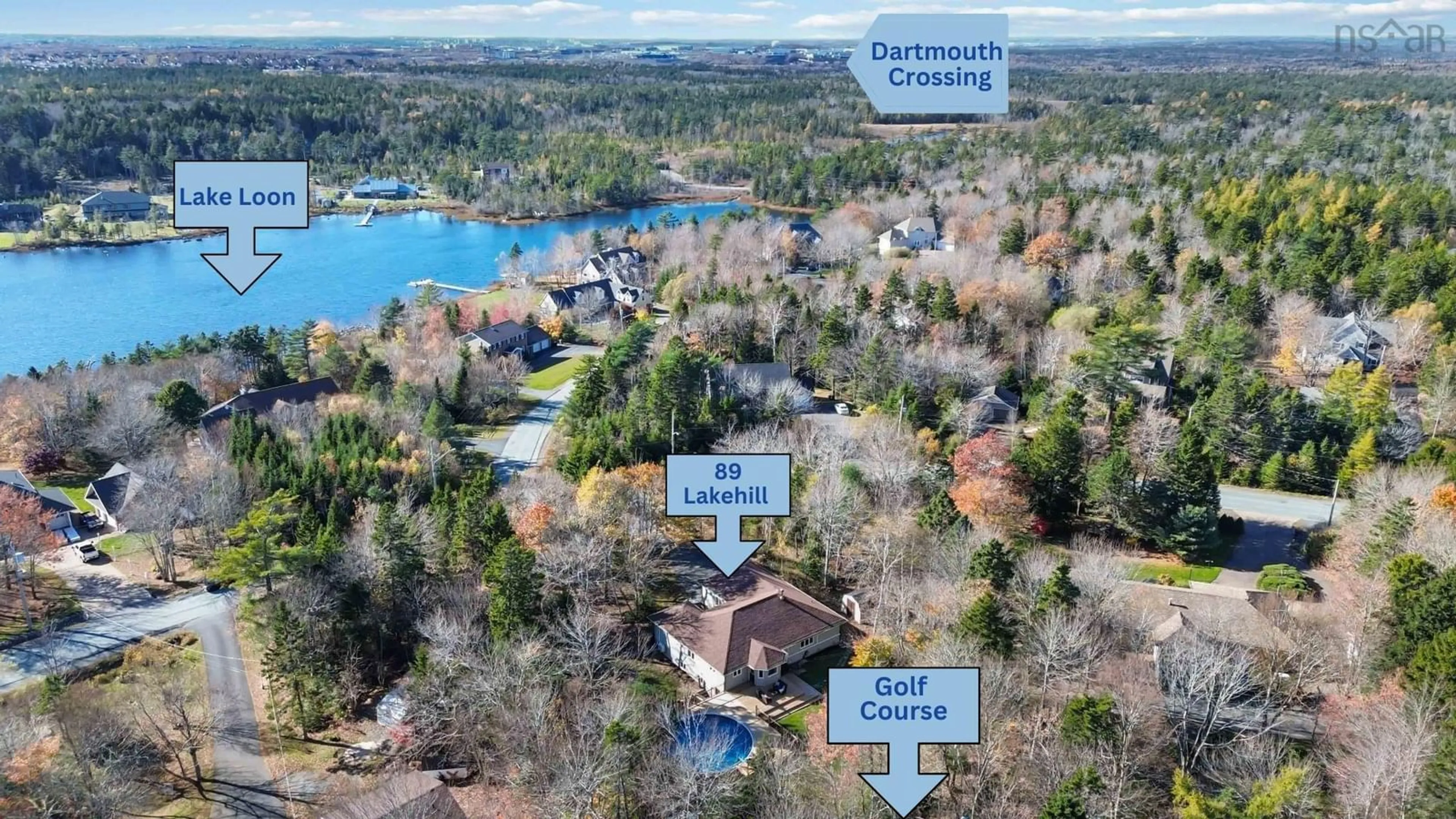 A pic from outside/outdoor area/front of a property/back of a property/a pic from drone, water/lake/river/ocean view for 89 Lakehill Dr, Lake Loon Nova Scotia B2W 6C8