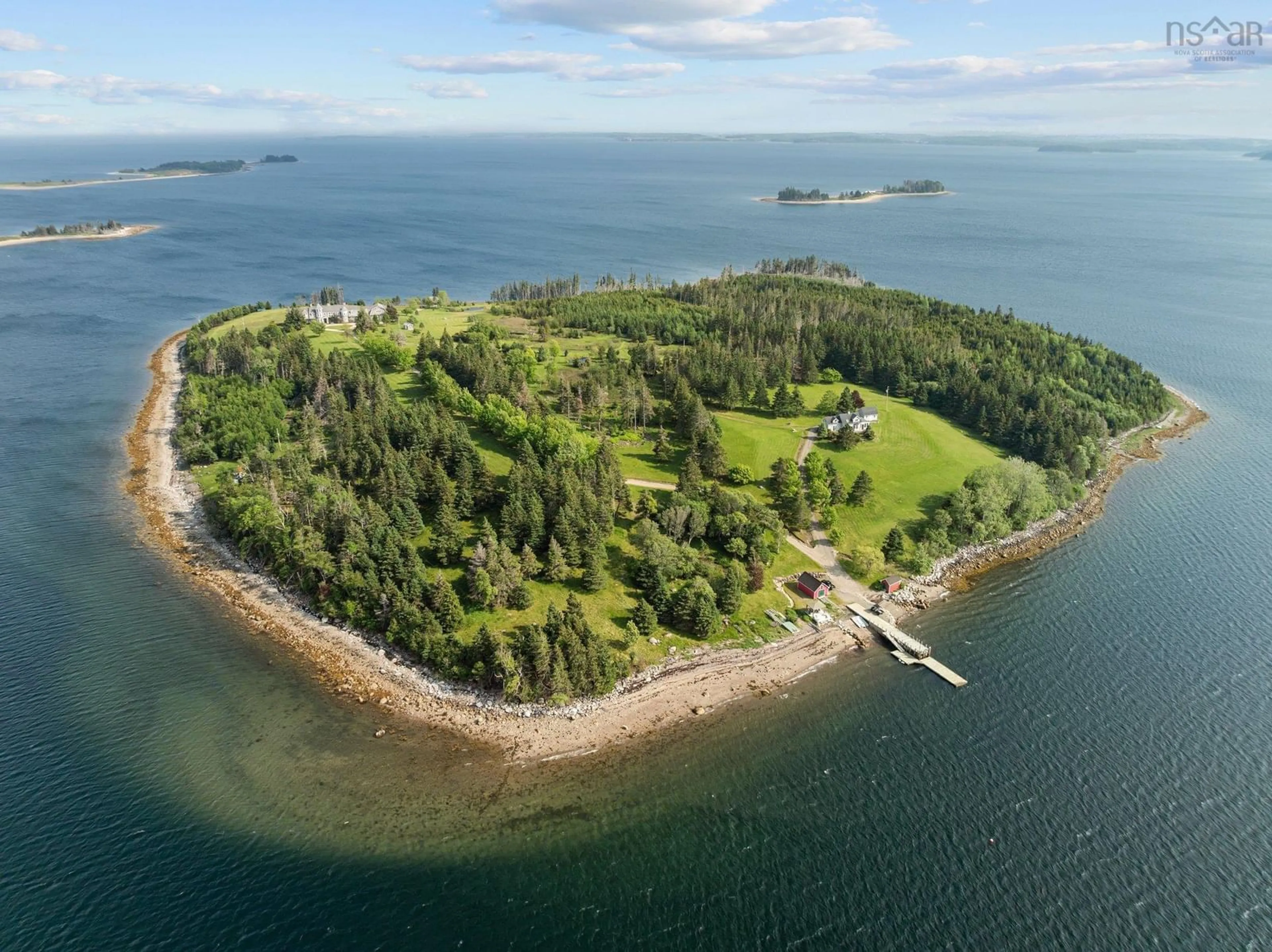 A pic from outside/outdoor area/front of a property/back of a property/a pic from drone, water/lake/river/ocean view for Kaulback Island, Indian Point Nova Scotia B0J 2E0