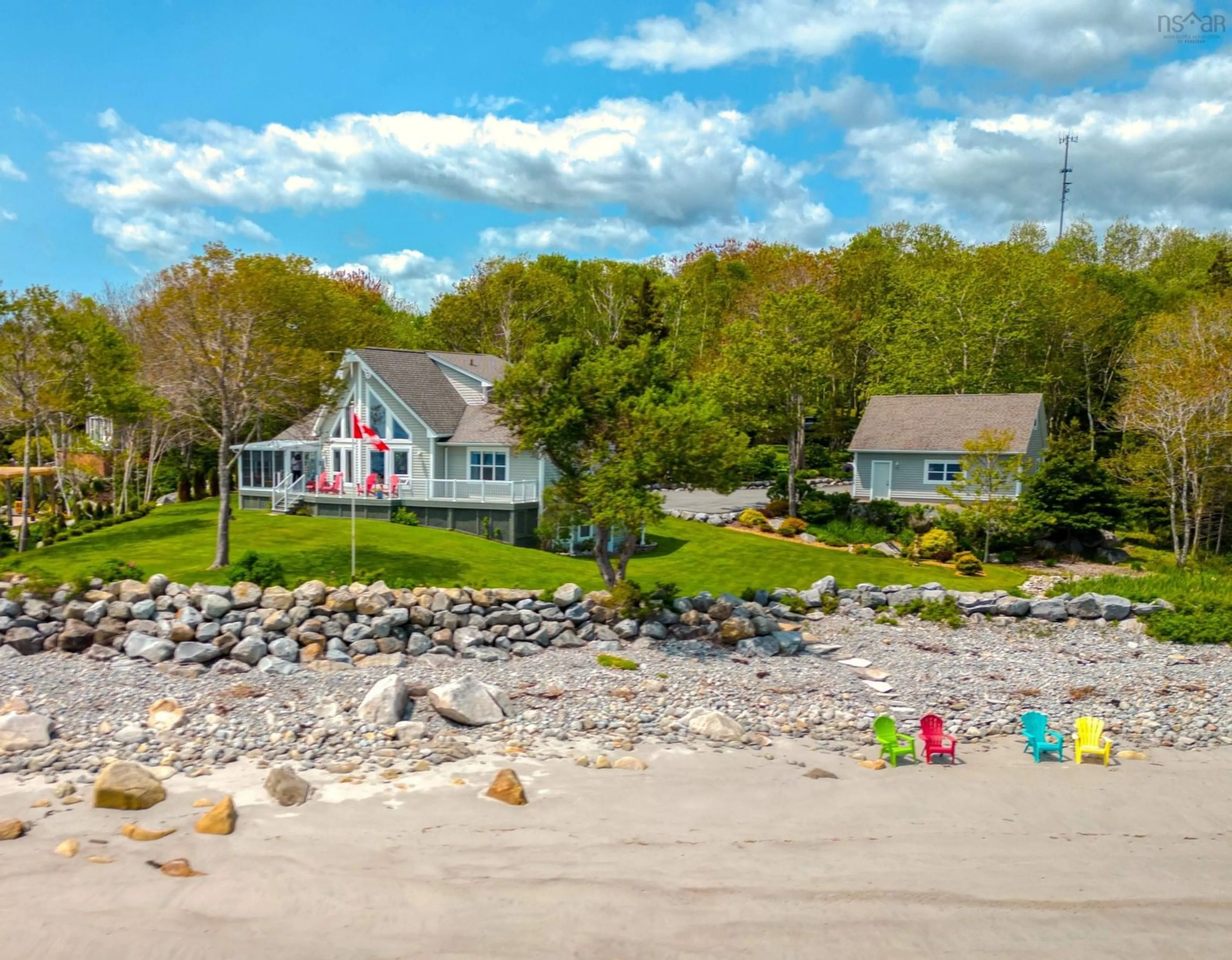A pic from outside/outdoor area/front of a property/back of a property/a pic from drone, water/lake/river/ocean view for 129 Cosby Rd, Port Mouton Nova Scotia B0T 1T0