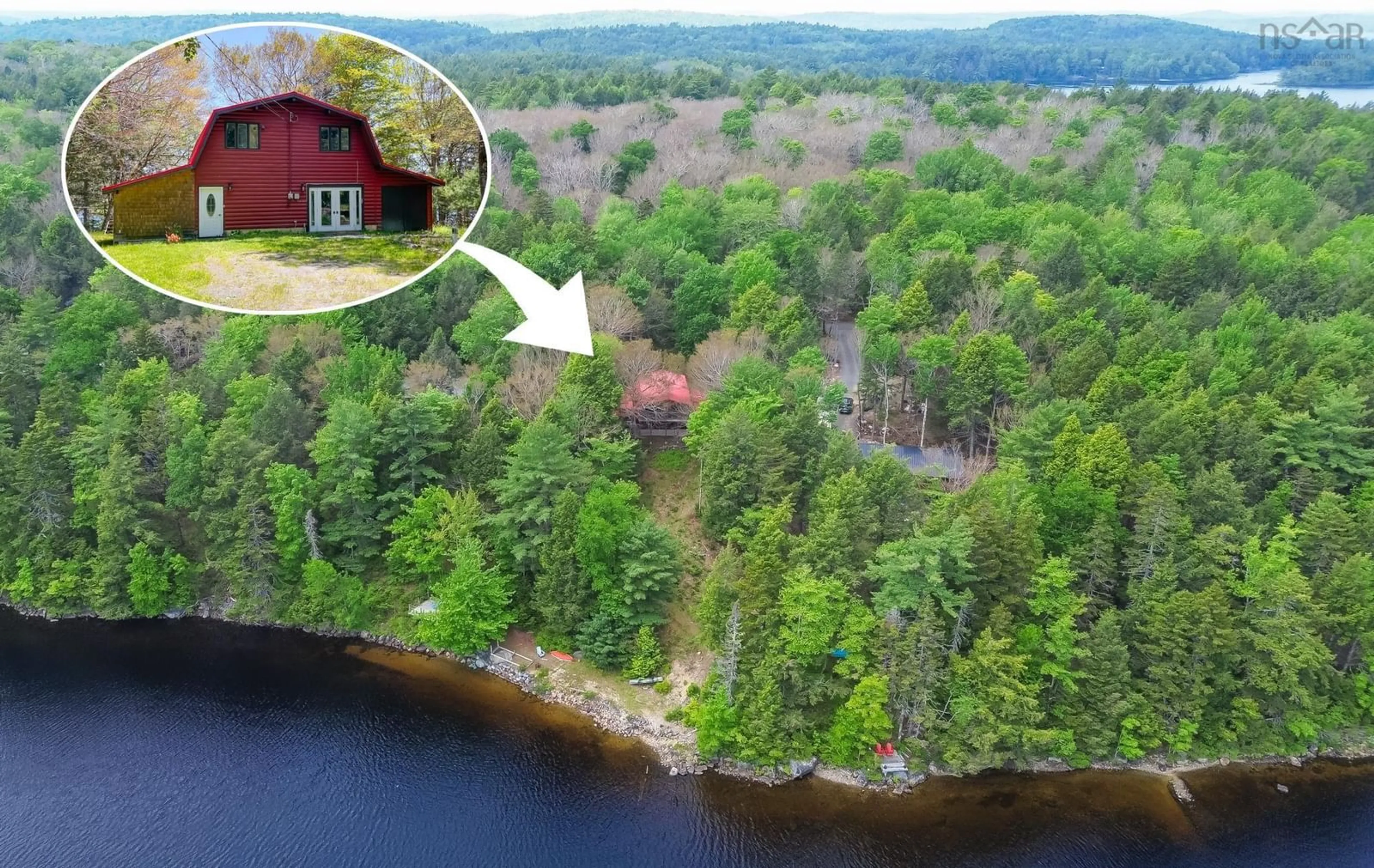 A pic from outside/outdoor area/front of a property/back of a property/a pic from drone, water/lake/river/ocean view for 59 Sunrise Cir, Labelle Nova Scotia B0T 1E0