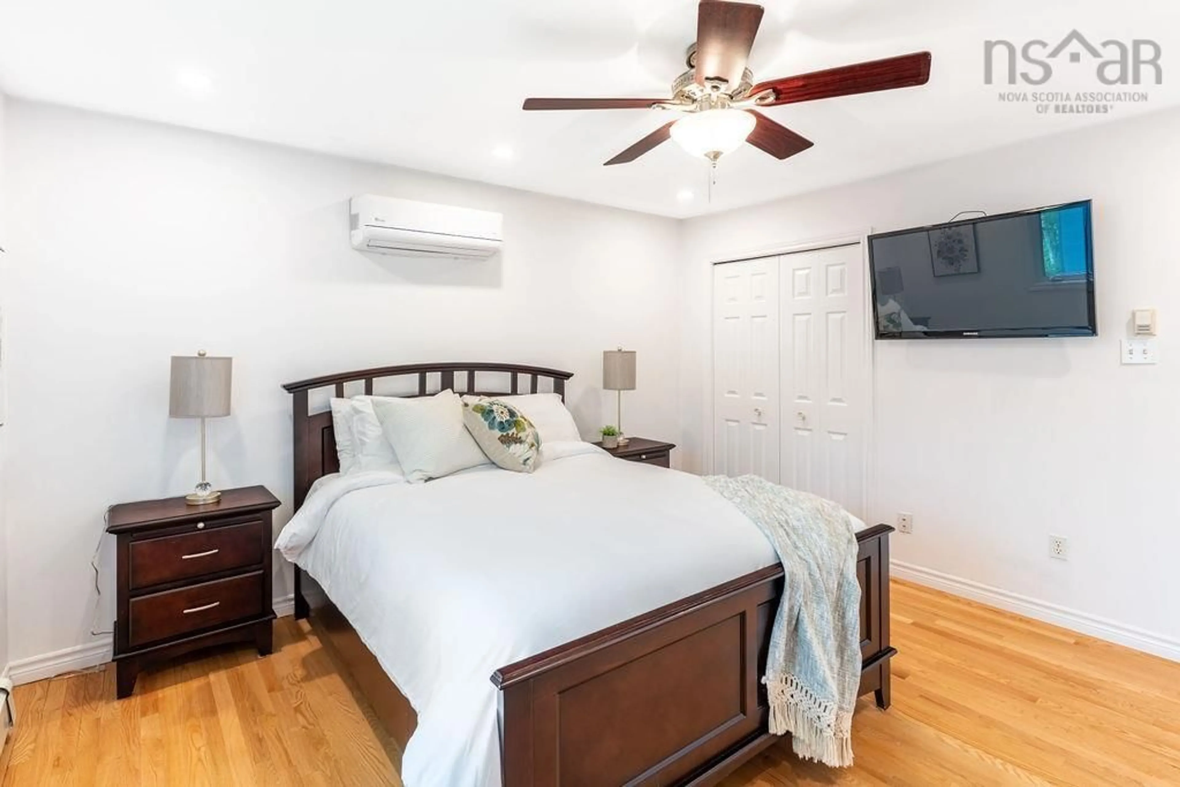 Bedroom with bed, wood/laminate floor for 7 Sprucewood Crt, Portland Hills Nova Scotia B2W 6E7