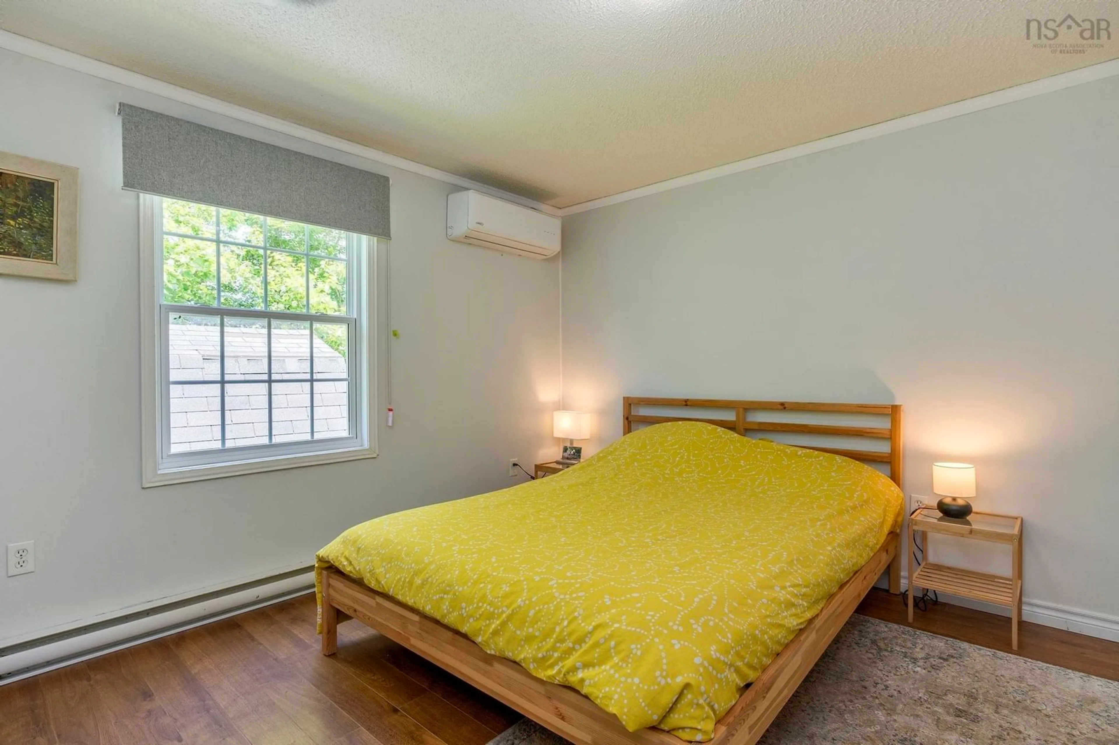 Bedroom with bed, wood/laminate floor for 53 Broadway St, Lakeside Nova Scotia B3T 1B1