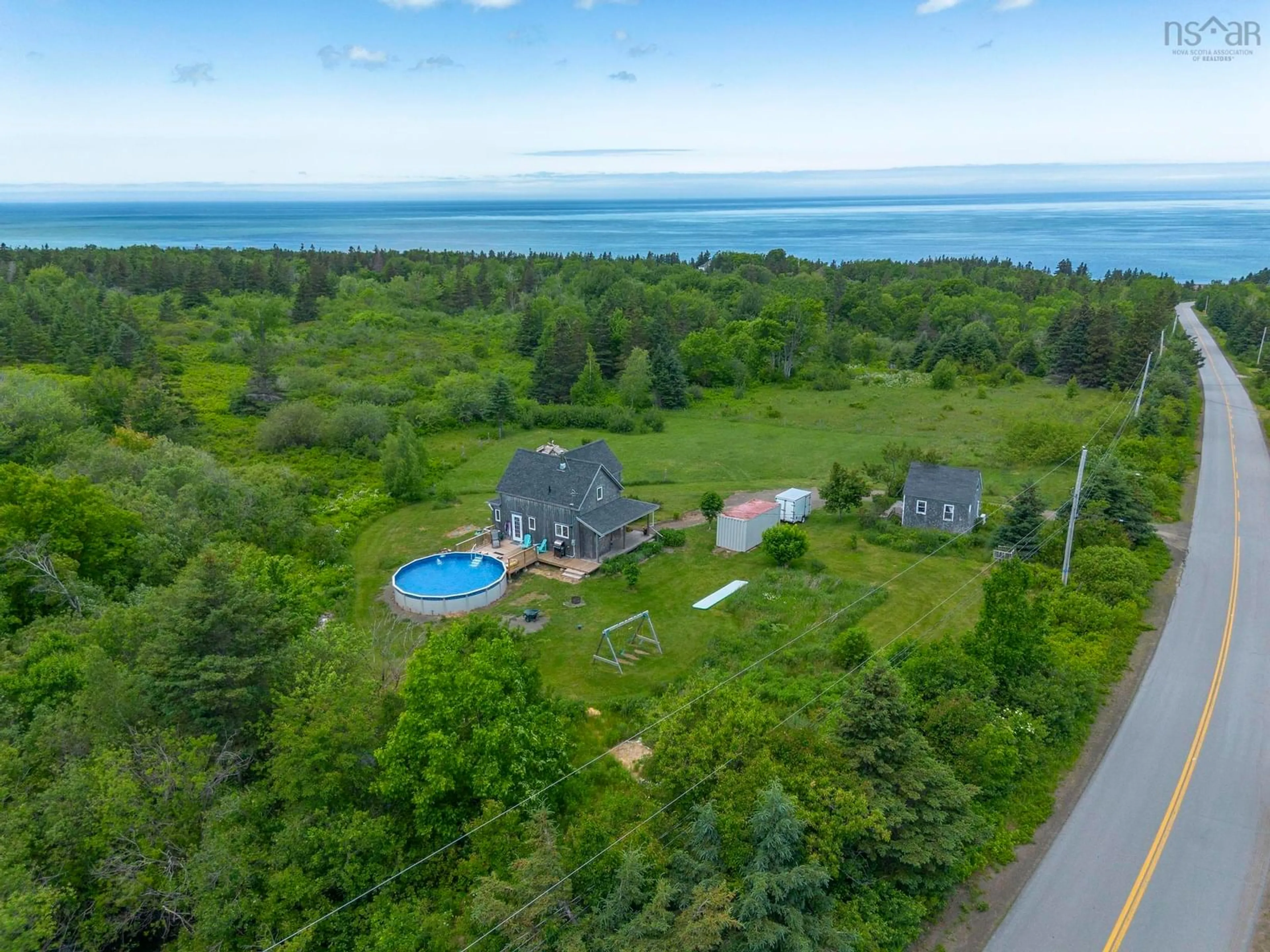 A pic from outside/outdoor area/front of a property/back of a property/a pic from drone, water/lake/river/ocean view for 545 Brinton Road, Port Lorne Nova Scotia B0S 1R0