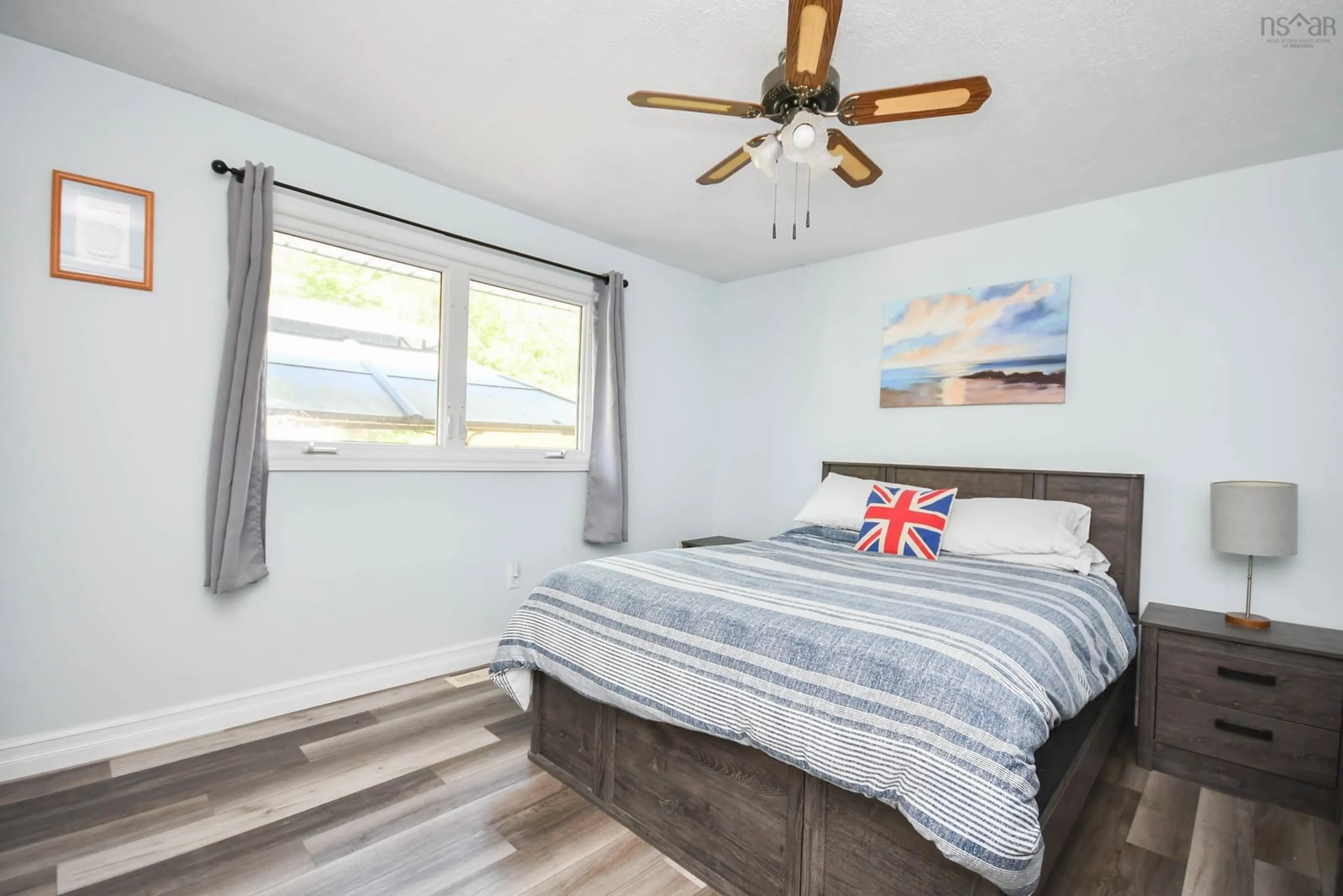 Bedroom with bed, wood/laminate floor for 95 Quaker Cres, Lower Sackville Nova Scotia B4C 2Z1