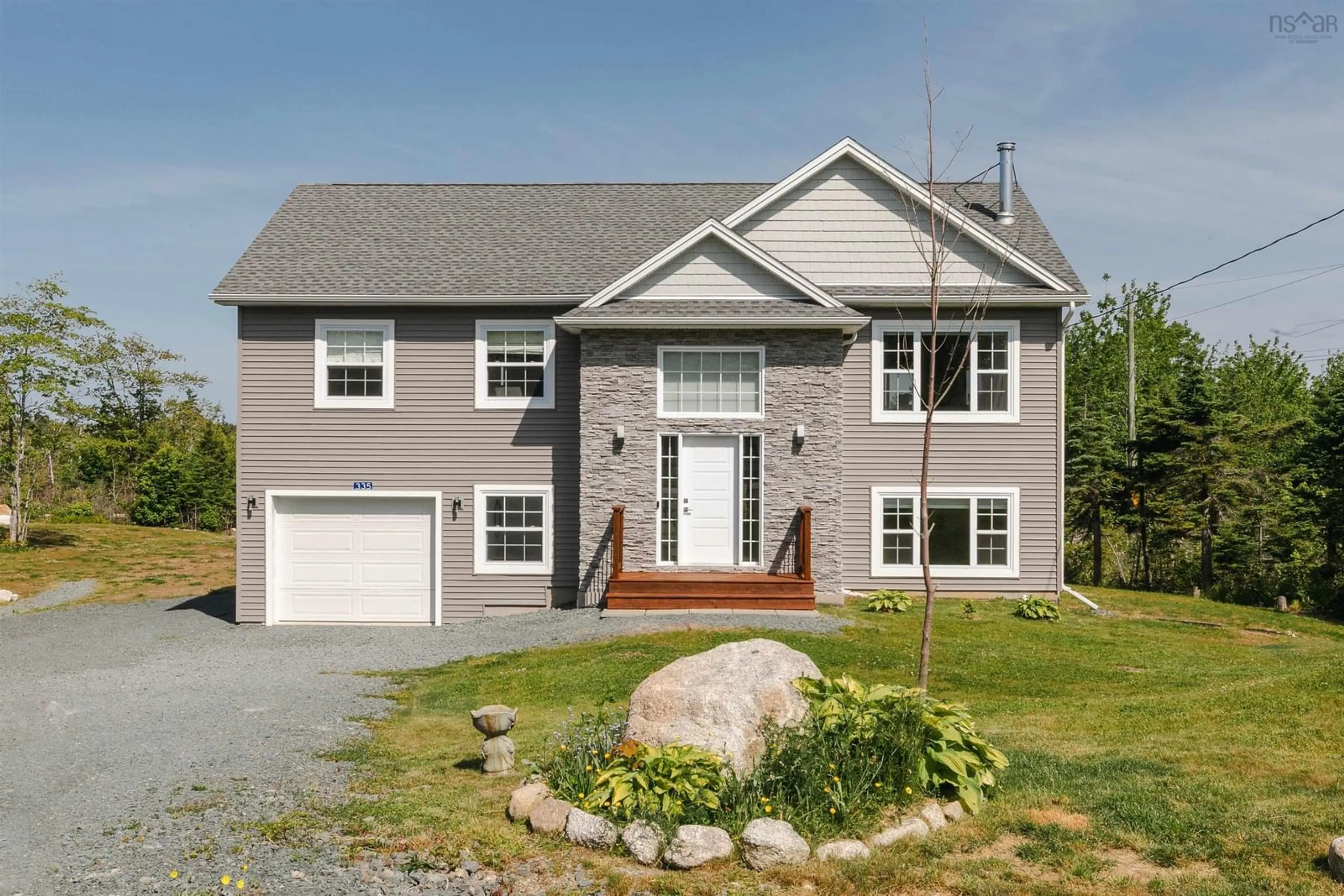 Home with vinyl exterior material, street for 335 Powers Rd, Whites Lake Nova Scotia B3T 1W6