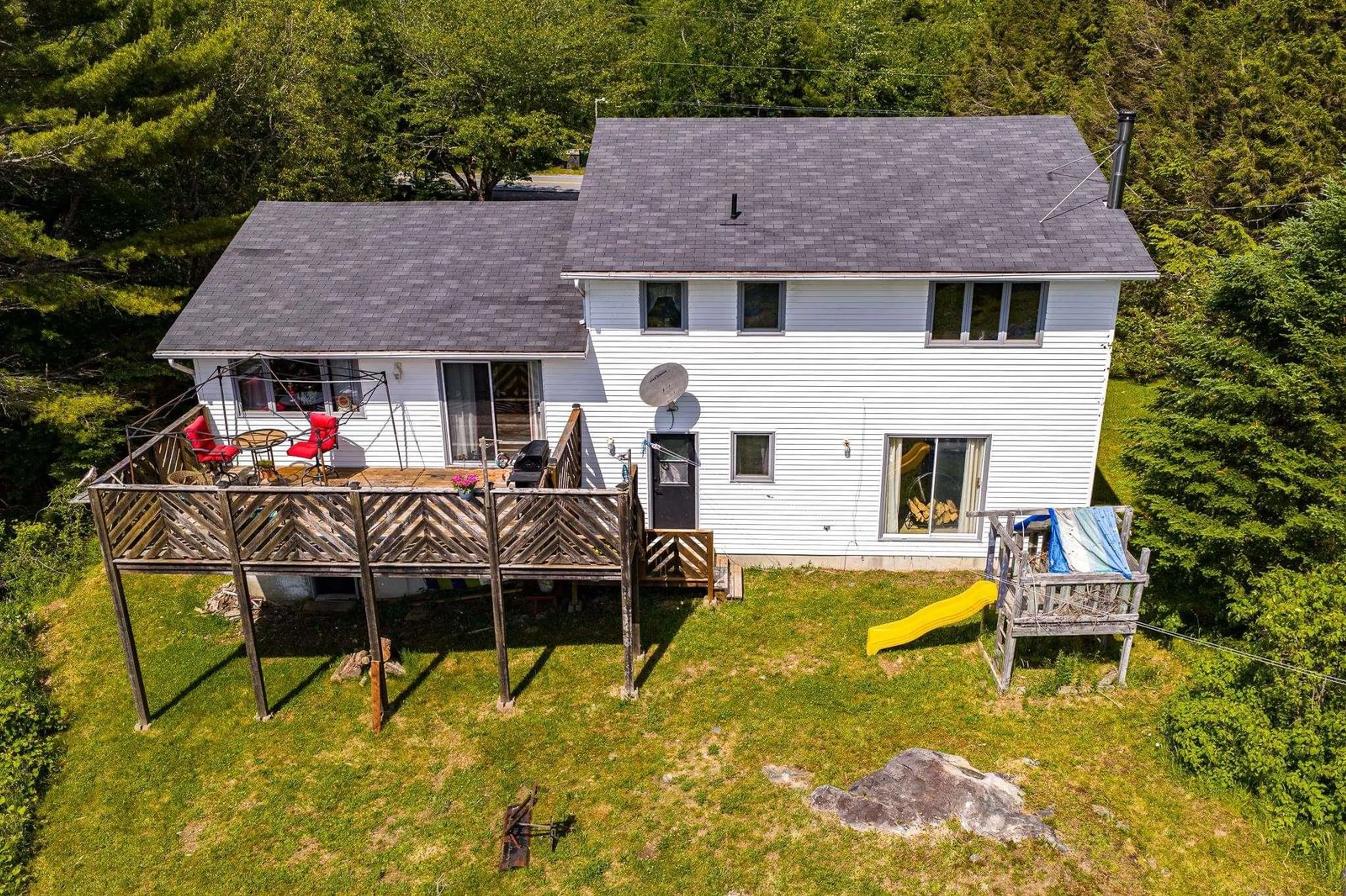 A pic from outside/outdoor area/front of a property/back of a property/a pic from drone, water/lake/river/ocean view for 5691 Ns Trunk 3, Jordan Falls Nova Scotia B0T 1J0