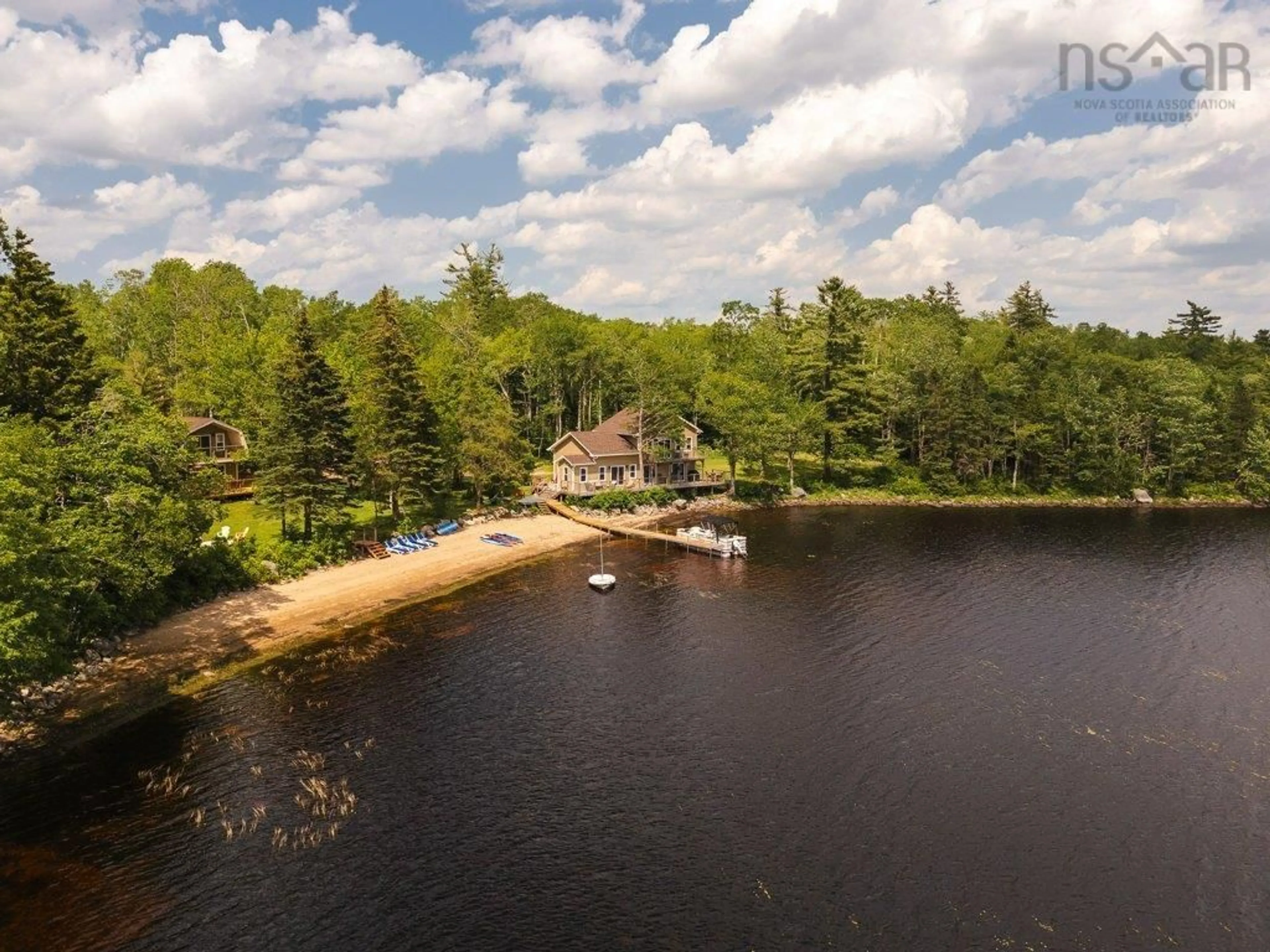 A pic from outside/outdoor area/front of a property/back of a property/a pic from drone, water/lake/river/ocean view for 170 & 166 Laura's Lane, Harriston Nova Scotia B0J 2M0