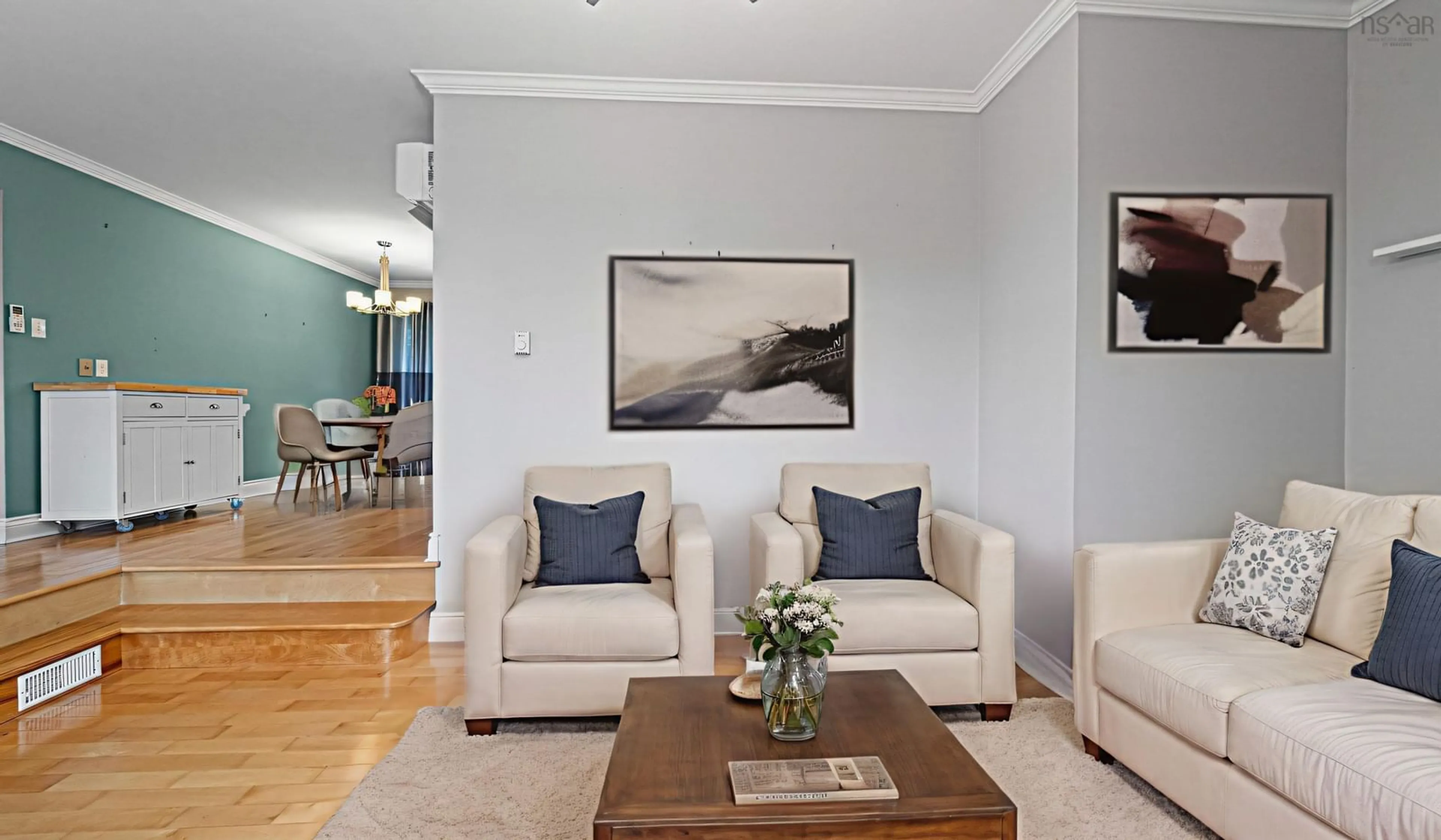 Living room with furniture, wood/laminate floor for 37 Whidden St, Antigonish Nova Scotia B2G 2V7