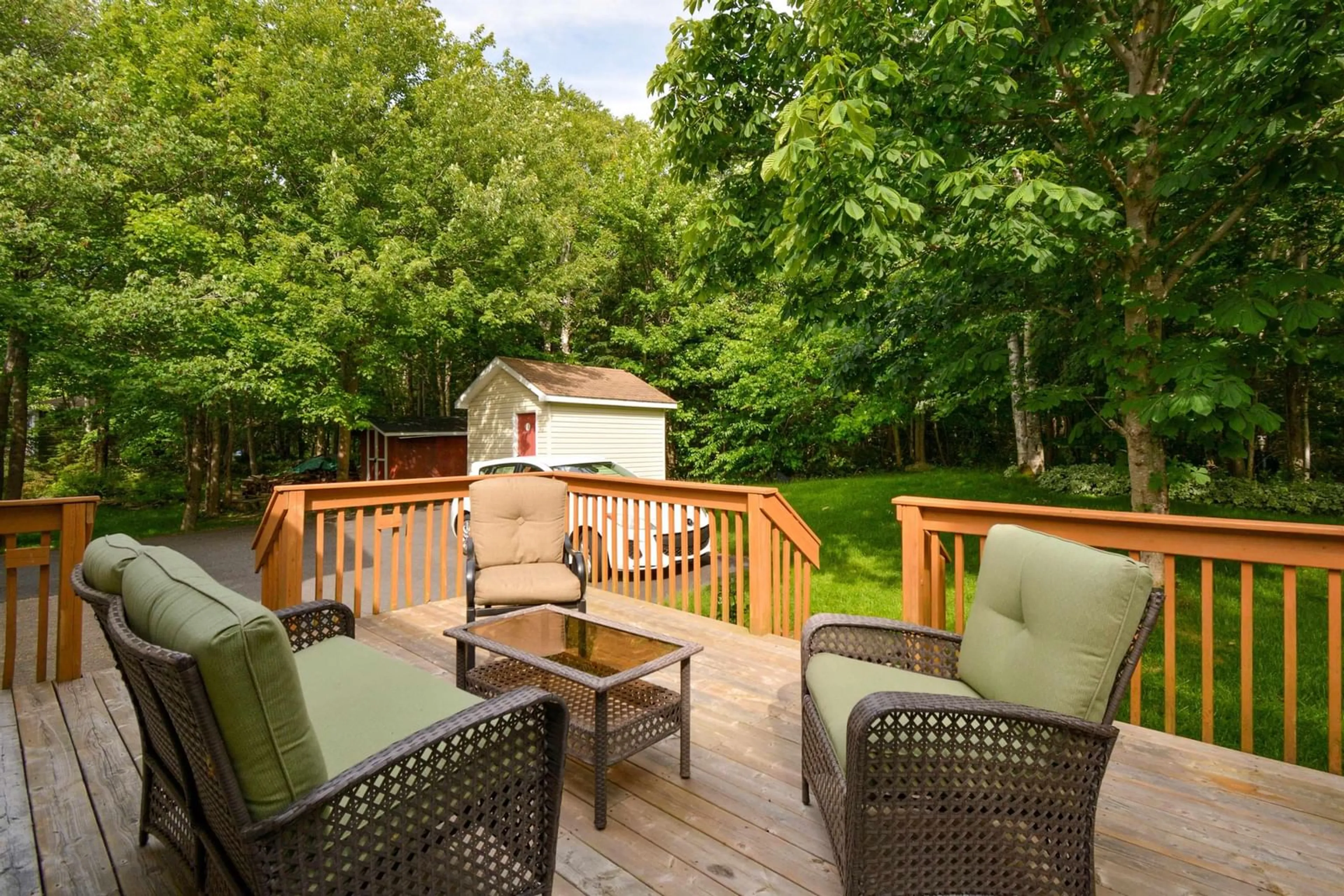 Patio, forest/trees view for 15 Carmichael, Sydney River Nova Scotia B1S 3K4