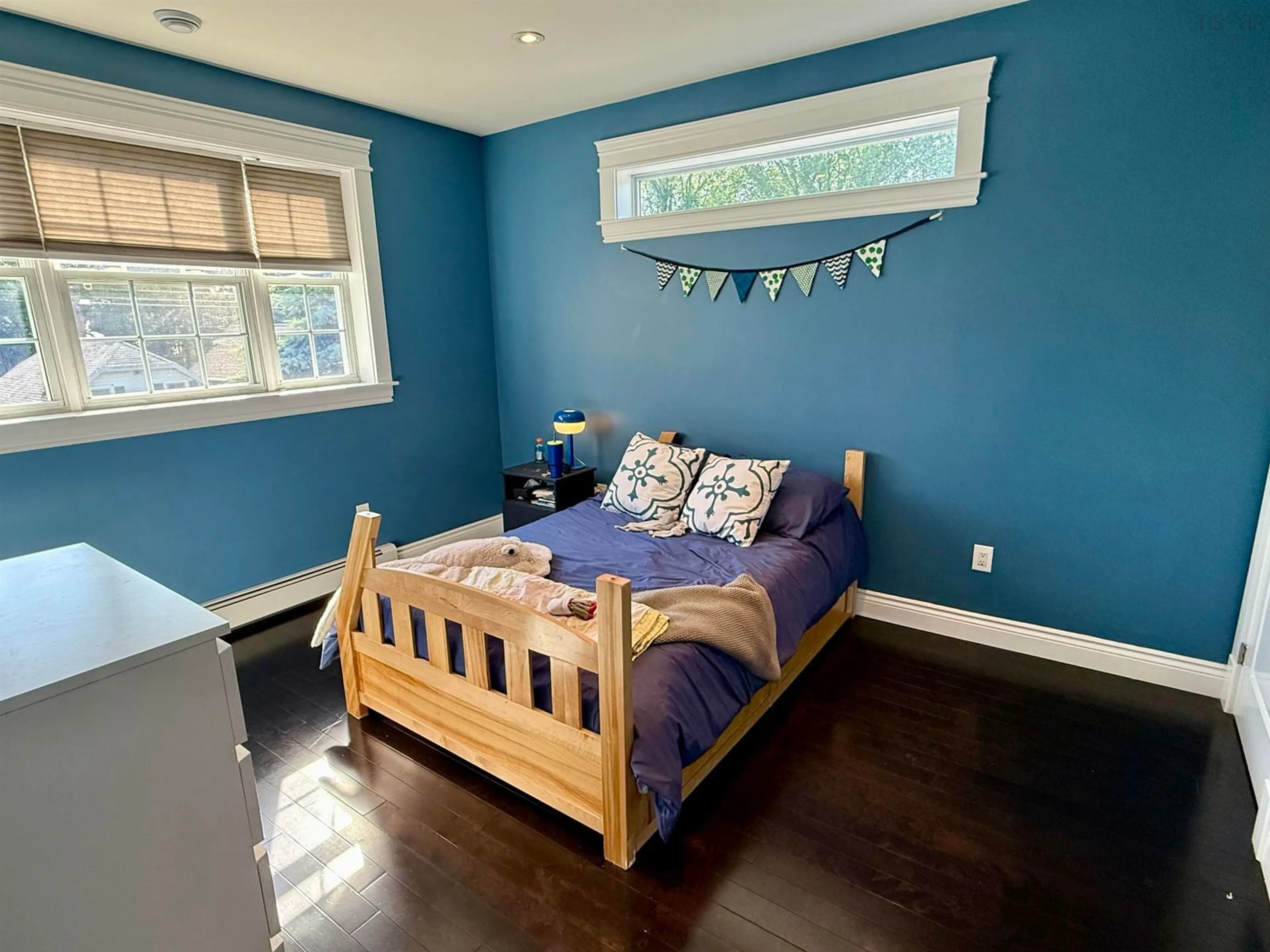 Bedroom with bed, wood/laminate floor for 2551 Sherwood St, Halifax Nova Scotia B3L 3G9