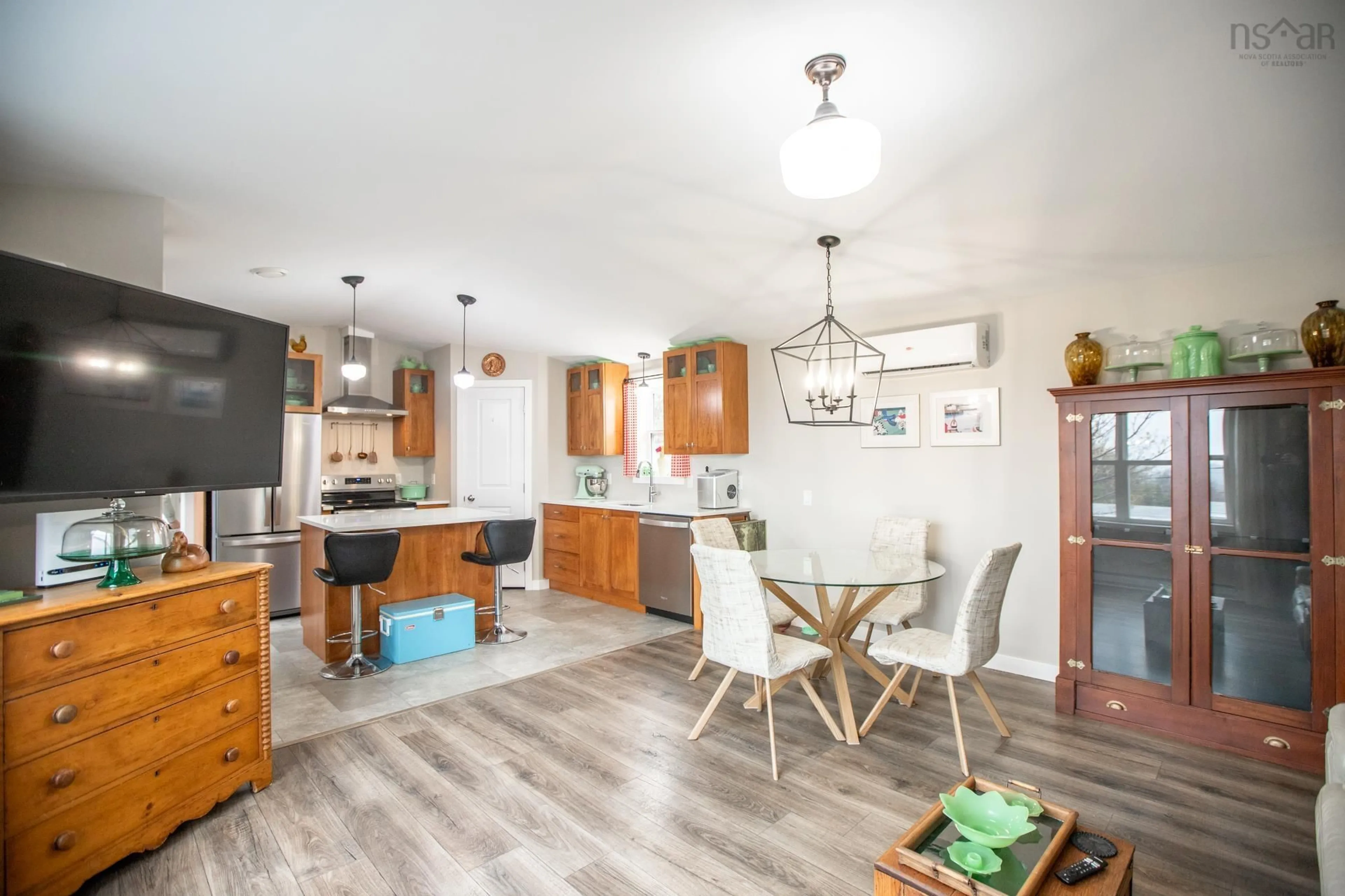 Open concept kitchen, wood/laminate floor for 38 Ashcroft Ave, Harrietsfield Nova Scotia B3V 1A5