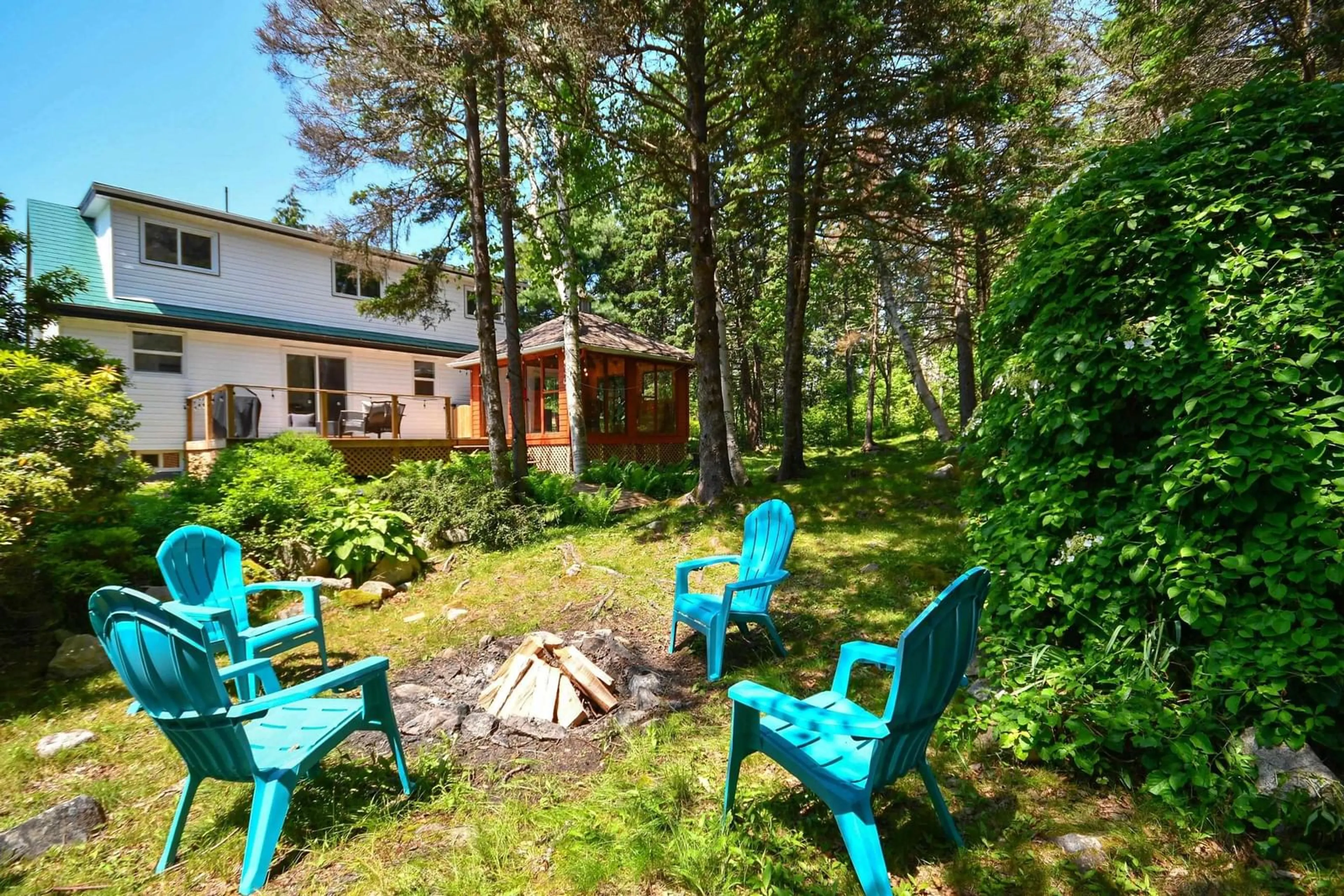 Patio, forest/trees view for 179 Pauls Point Rd, Hackett's Cove Nova Scotia B3Z 3K6