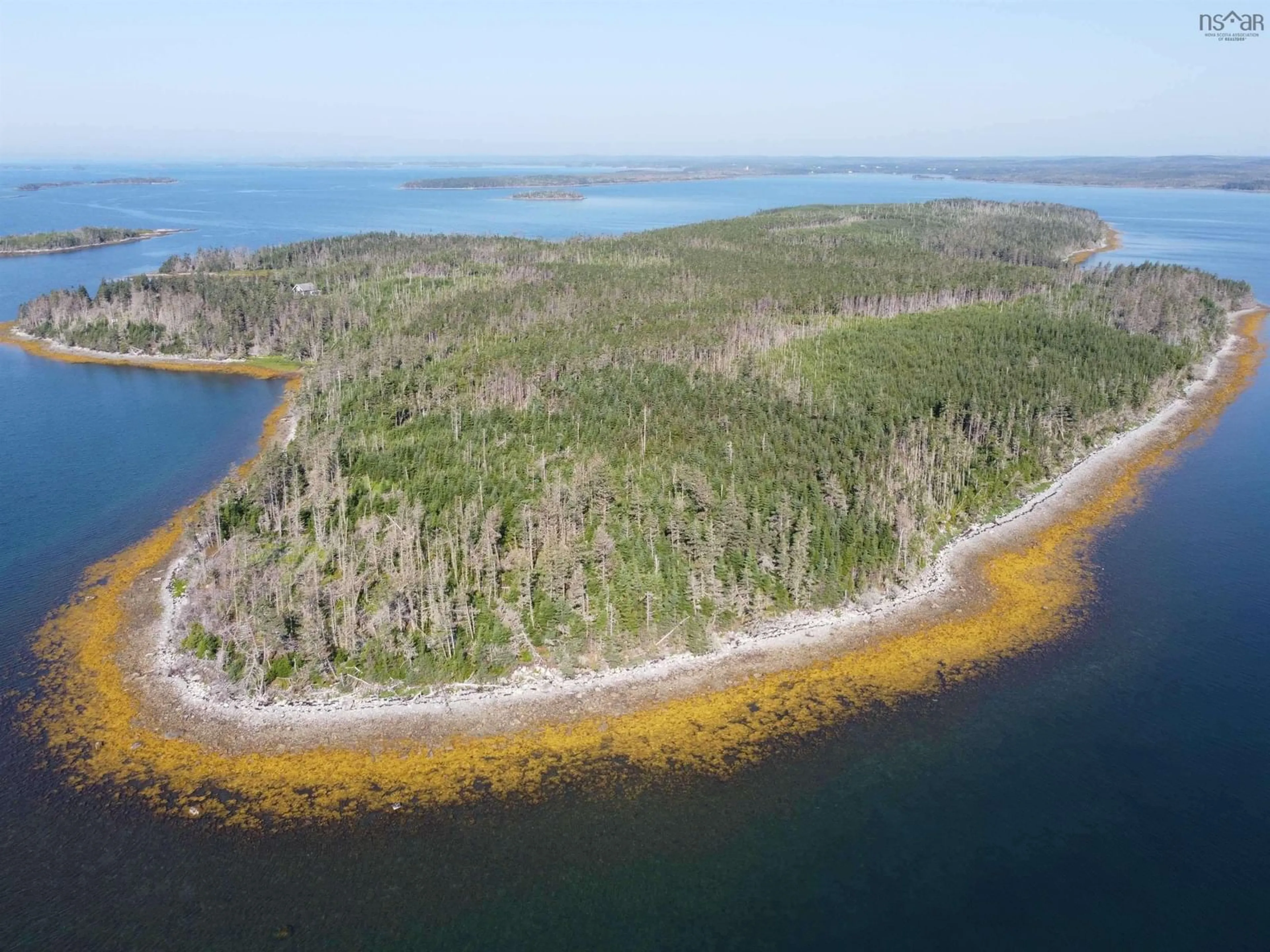 A pic from outside/outdoor area/front of a property/back of a property/a pic from drone, water/lake/river/ocean view for Turners Island, Marie Joseph Nova Scotia B0J 2G0