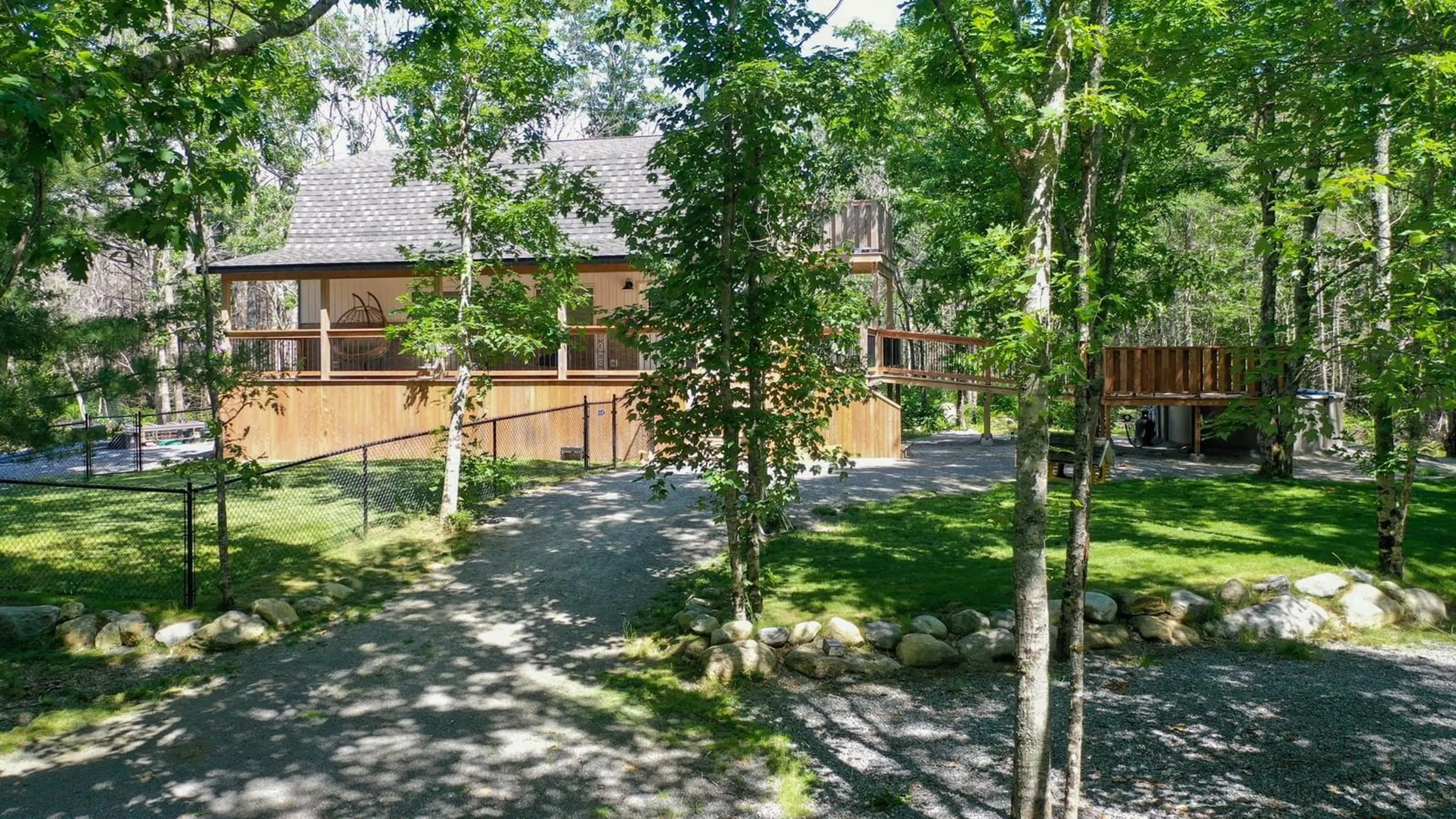 Patio, forest/trees view for 67 Oak Lane, Clyde River Nova Scotia B0W 1R0