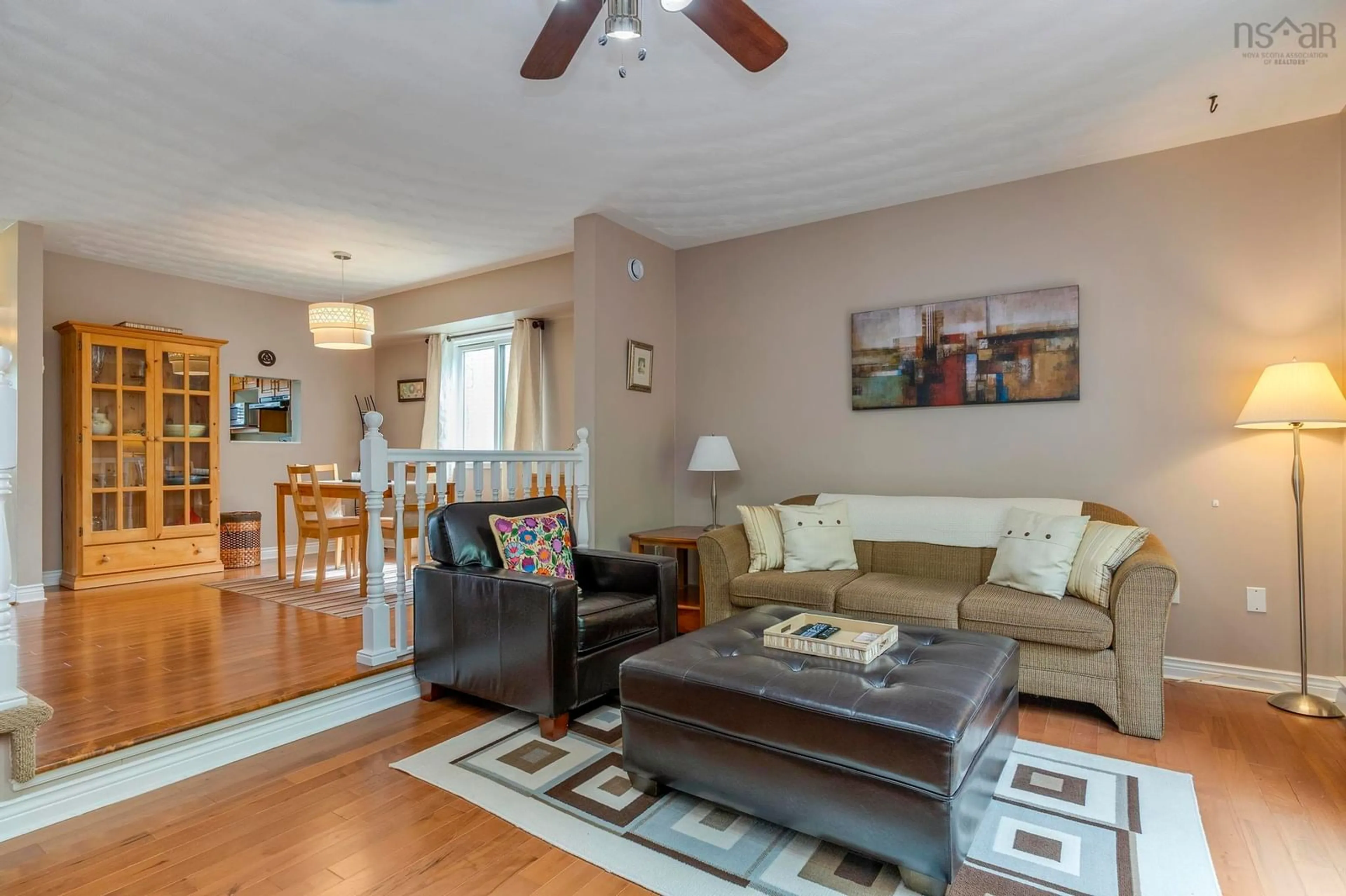 Living room with furniture, wood/laminate floor for 30 Oakvale Crt, Timberlea Nova Scotia B3T 1K7