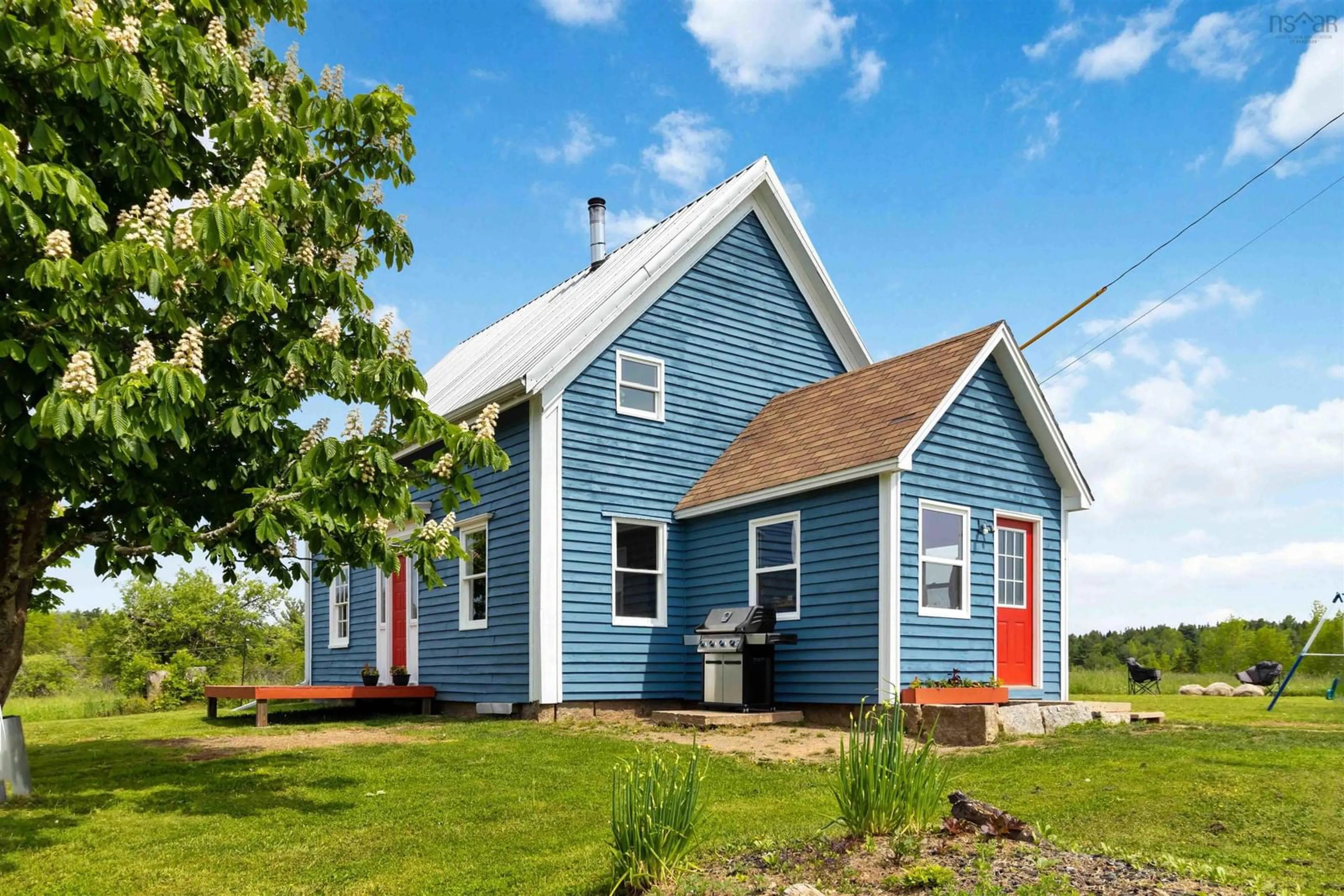Home with vinyl exterior material, street for 326 Copeland Rd, New Germany Nova Scotia B0R 1E0