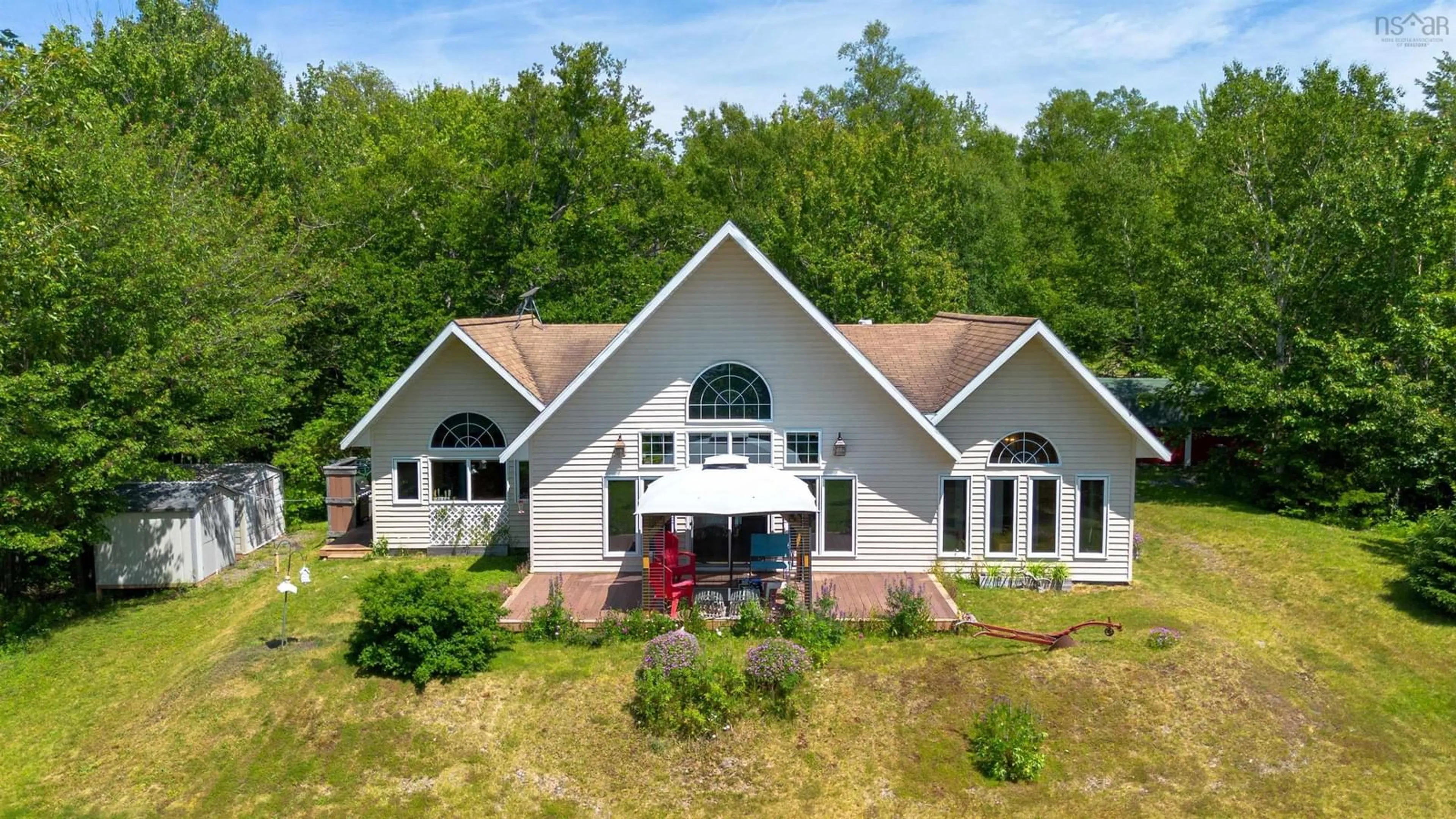 A pic from outside/outdoor area/front of a property/back of a property/a pic from drone, building for 54 Beverlys Hill Rd, Baddeck Inlet Nova Scotia B0E 1B0