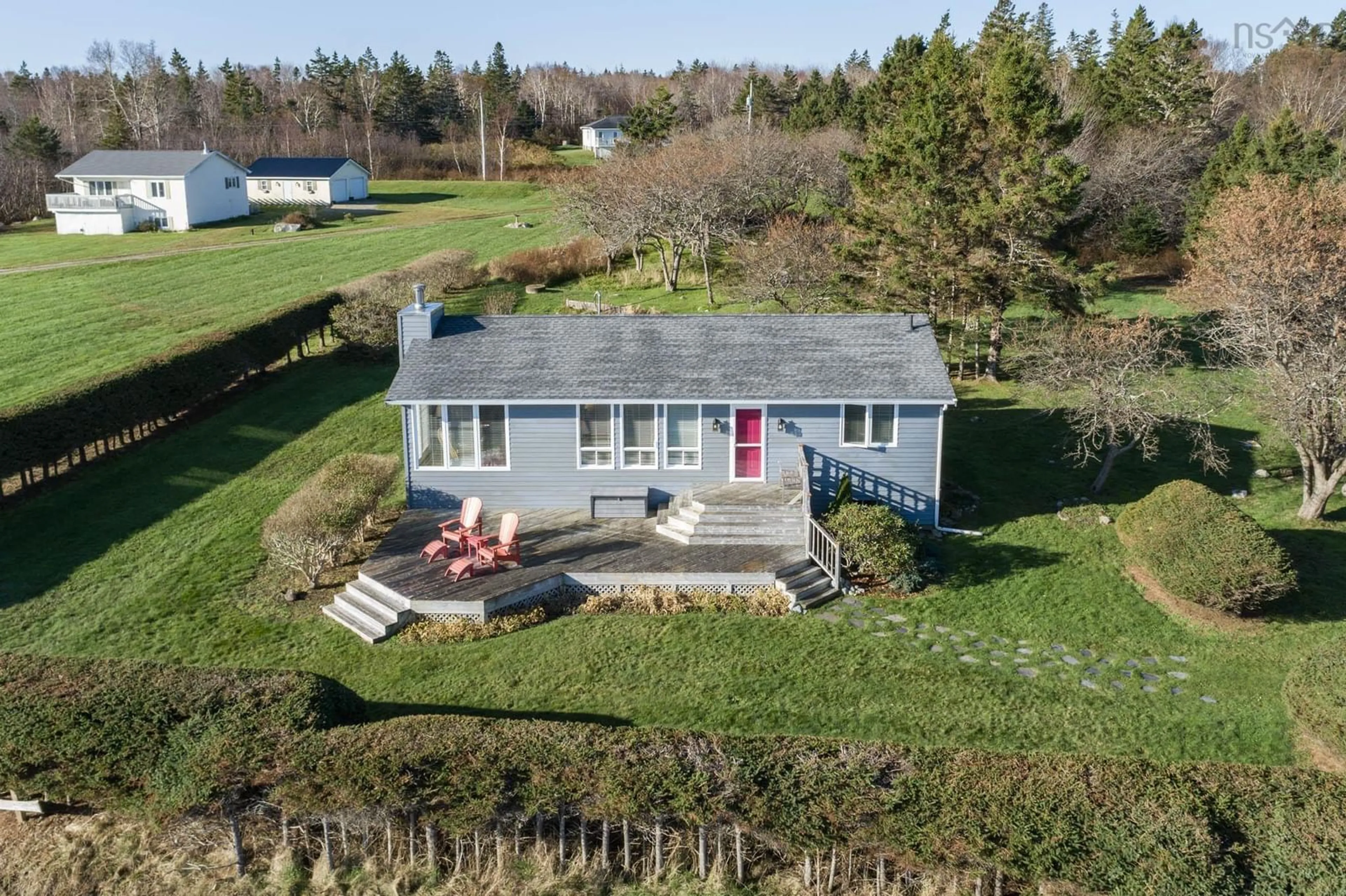 A pic from outside/outdoor area/front of a property/back of a property/a pic from drone, water/lake/river/ocean view for 104 Backman Rd, Bayswater Nova Scotia B0J 1T0