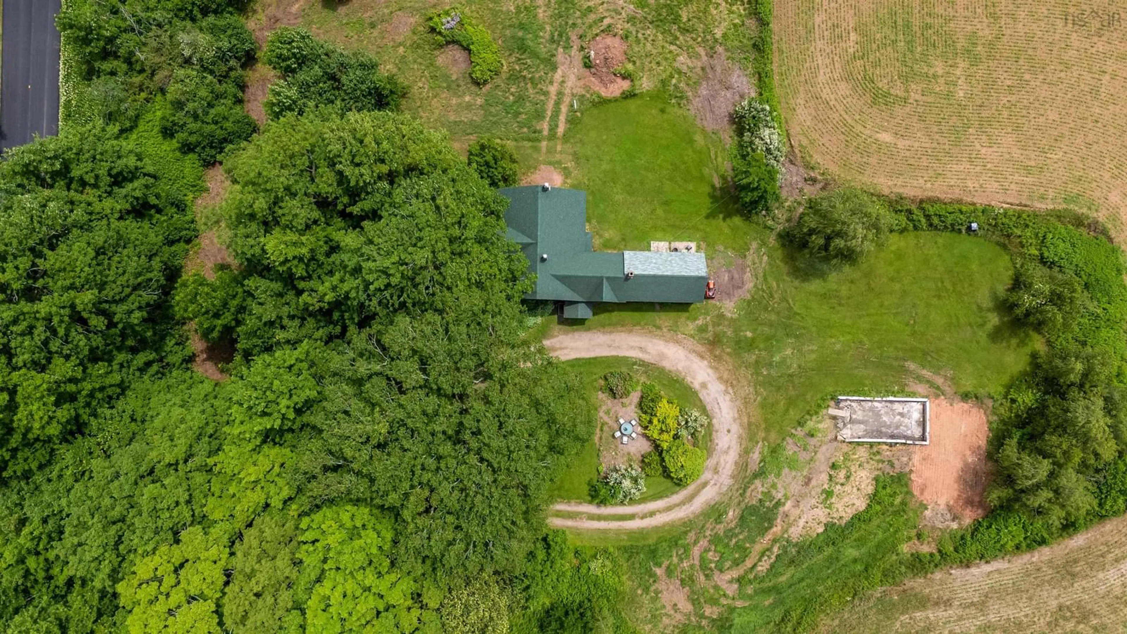 A pic from outside/outdoor area/front of a property/back of a property/a pic from drone, forest/trees view for 435 Leonard Rd, Central Clarence Nova Scotia B0S 1C0