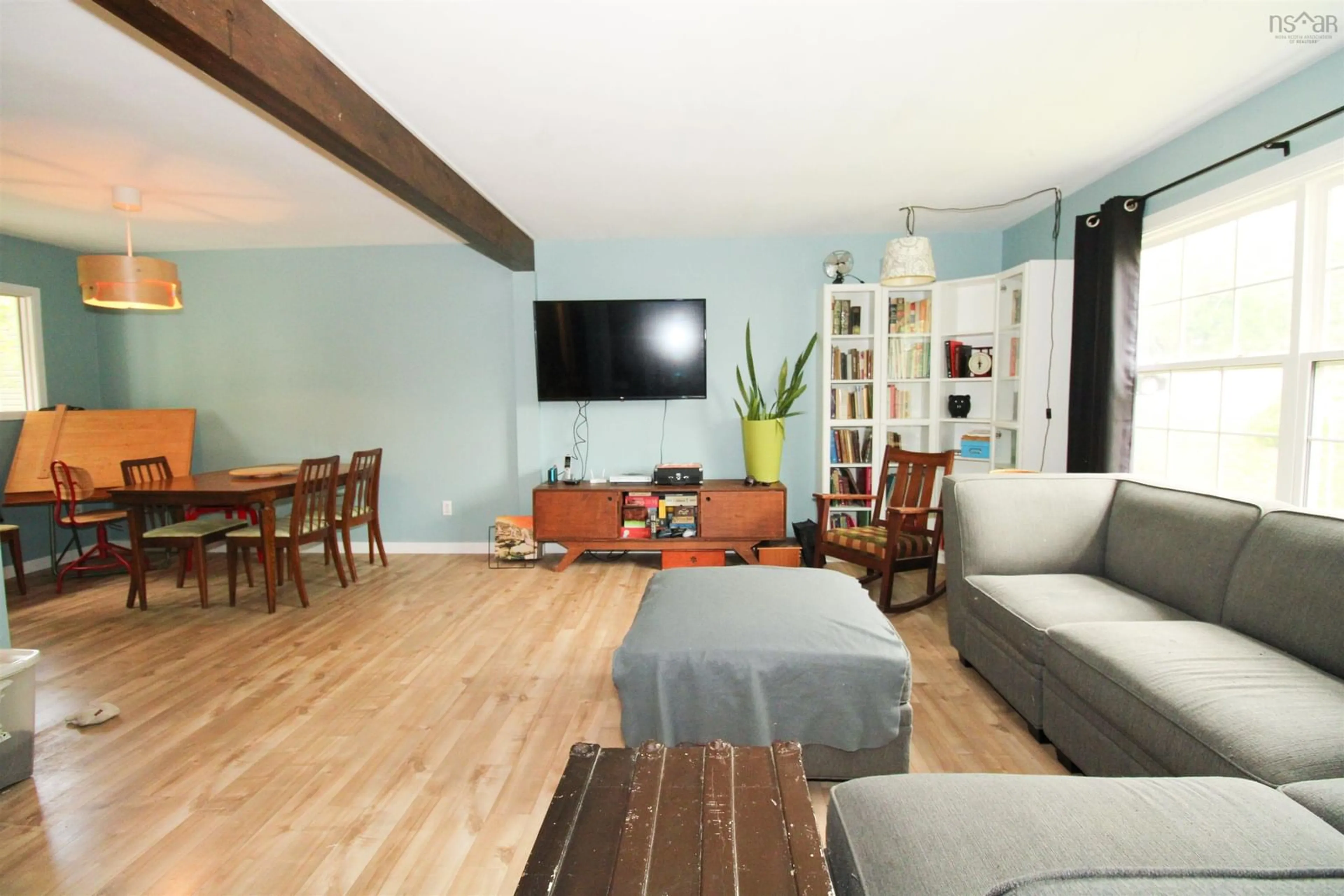 Living room with furniture, wood/laminate floor for 58 Majestic Ave, Beaver Bank Nova Scotia B4E 3A5