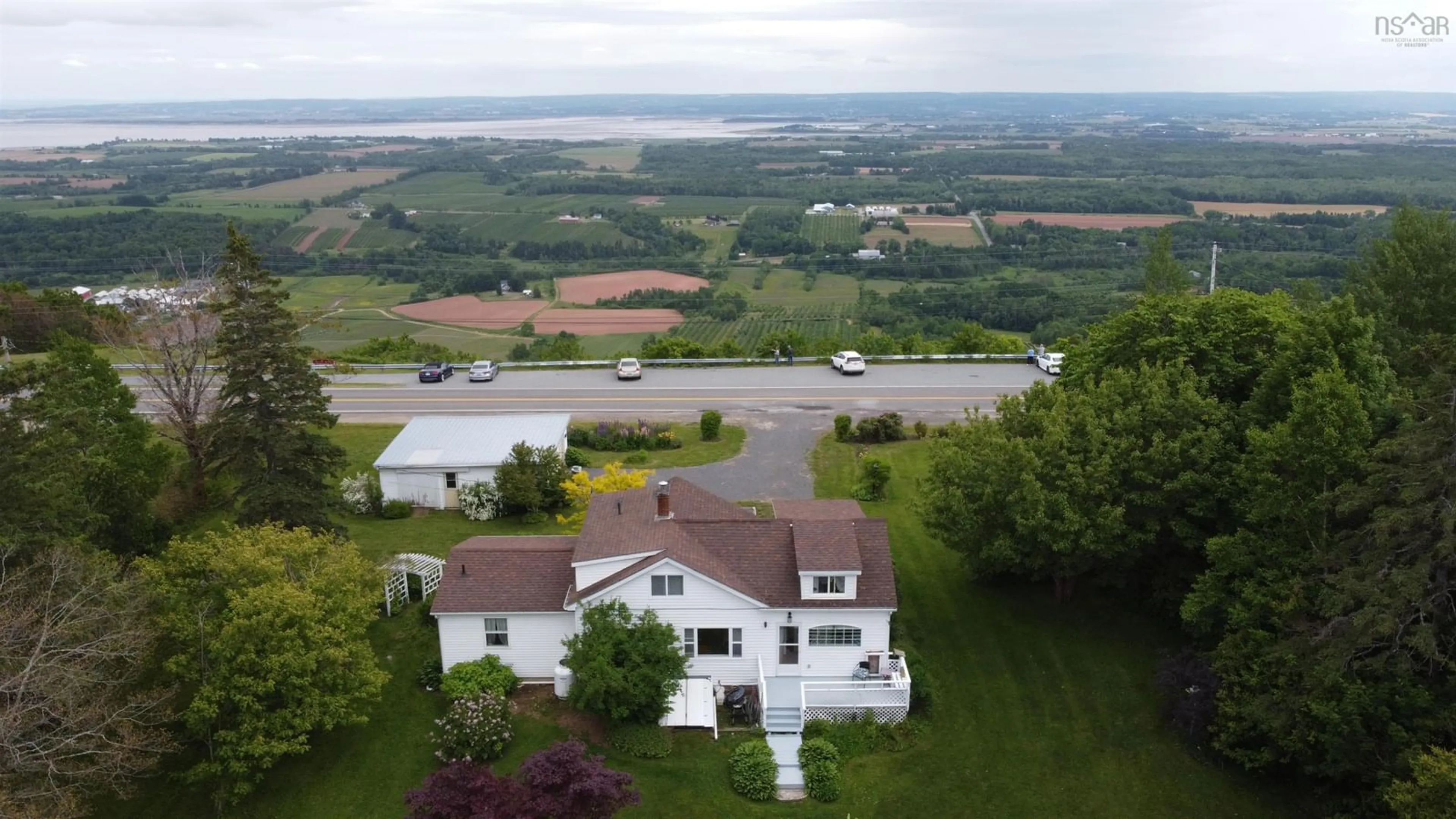 A pic from outside/outdoor area/front of a property/back of a property/a pic from drone, water/lake/river/ocean view for 3395 Highway 358, Arlington Nova Scotia B0P 1H0