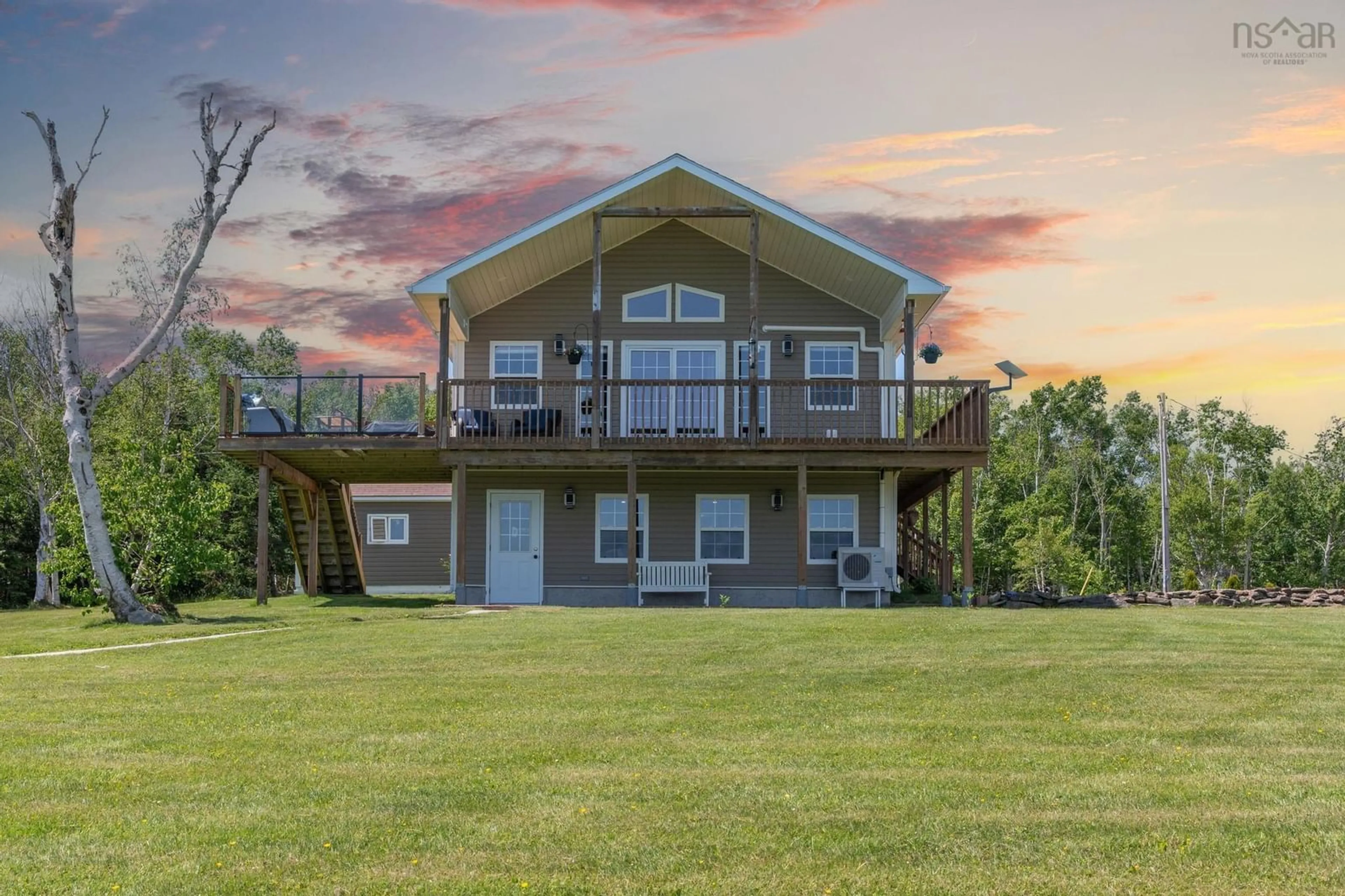 A pic from outside/outdoor area/front of a property/back of a property/a pic from drone, water/lake/river/ocean view for 1280 Big Harbour Island Rd, River Denys Nova Scotia B0E 2Y0