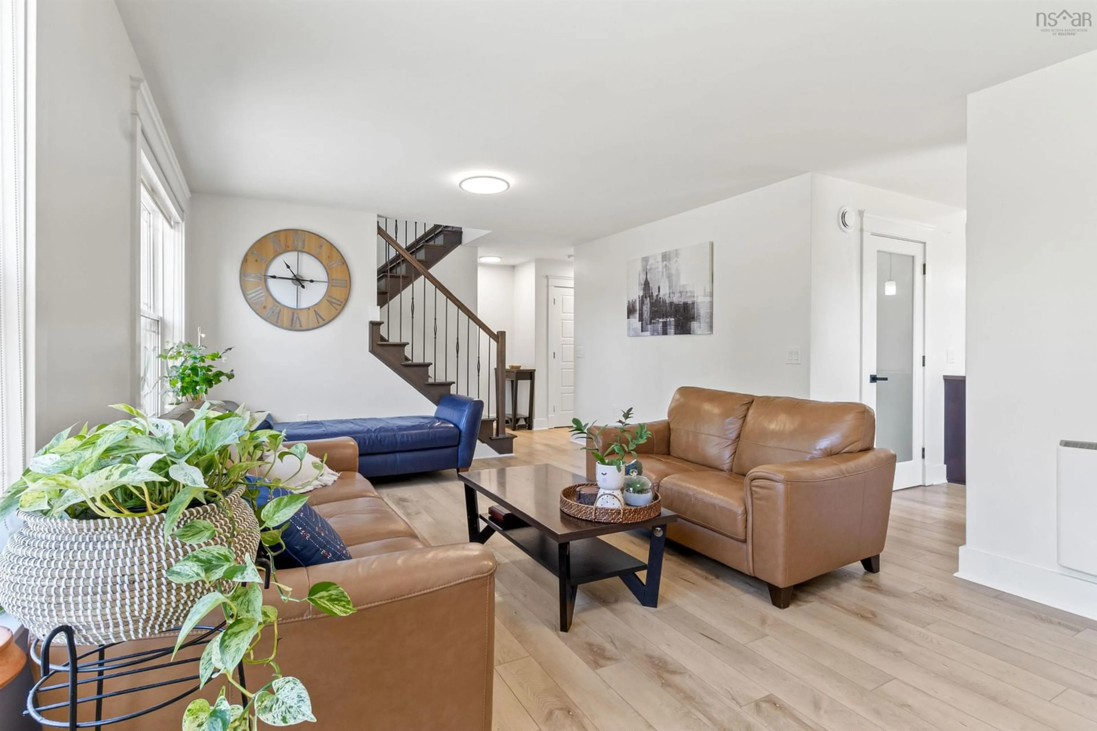 Living room with furniture, wood/laminate floor for 6 Riverwood Dr, Timberlea Nova Scotia B3T 0B1