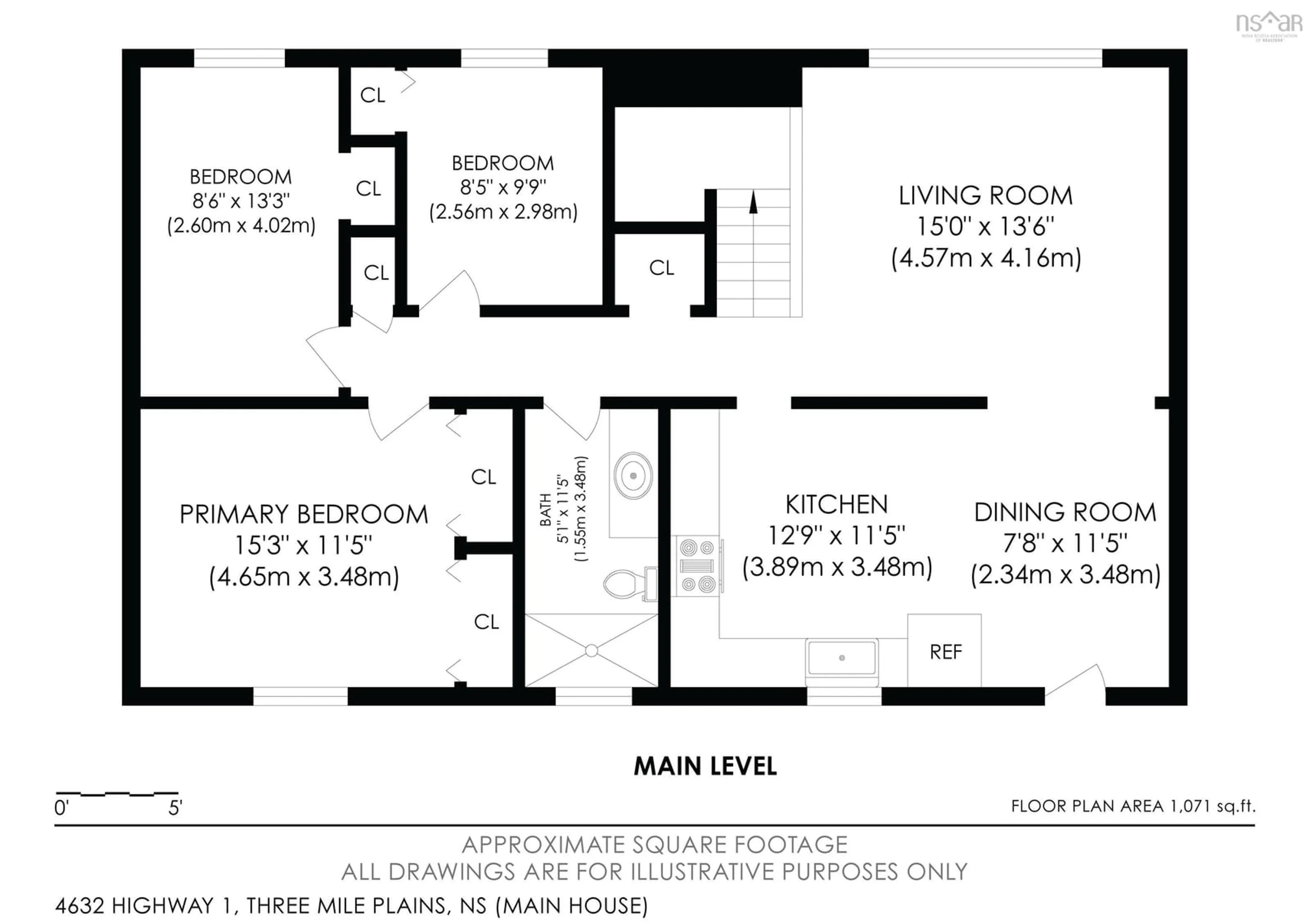 Floor plan for 4632 Highway 1, Three Mile Plains Nova Scotia B0N 2T0