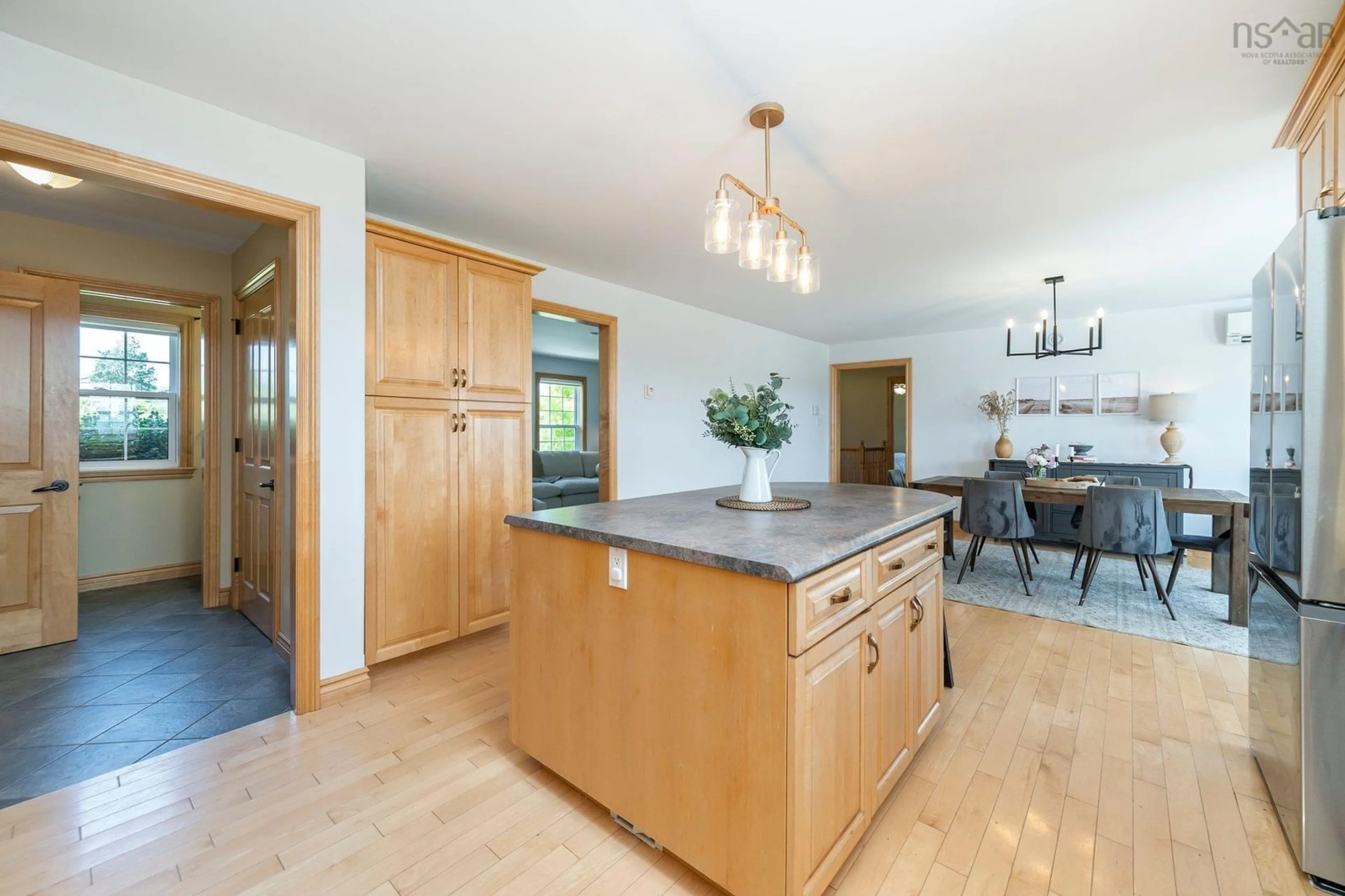 Open concept kitchen, wood/laminate floor for 100 Highway 224, Shubenacadie Nova Scotia B0N 2H0