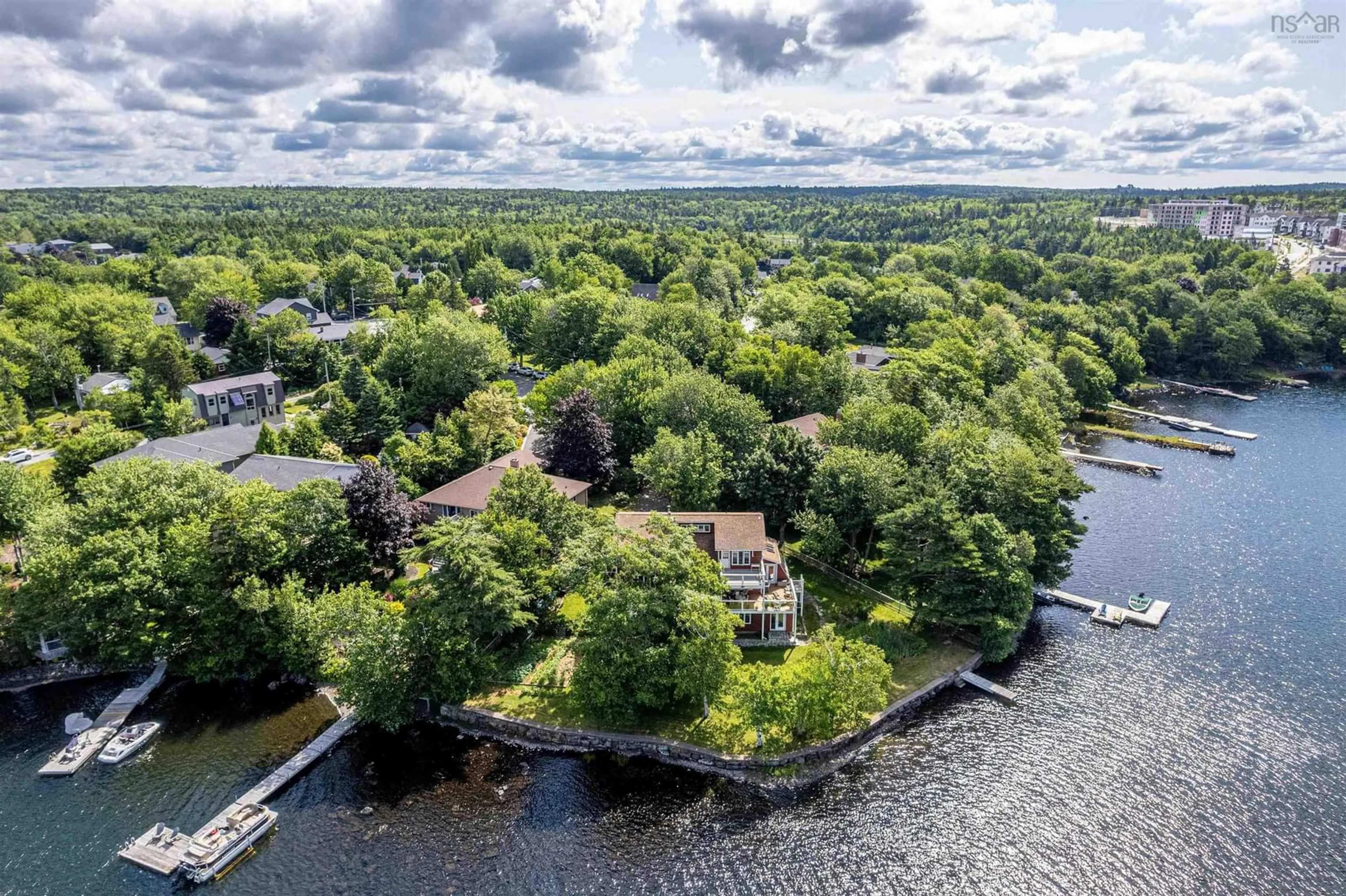 A pic from outside/outdoor area/front of a property/back of a property/a pic from drone, water/lake/river/ocean view for 30 Sunset Dr, Dartmouth Nova Scotia B2X 2R8
