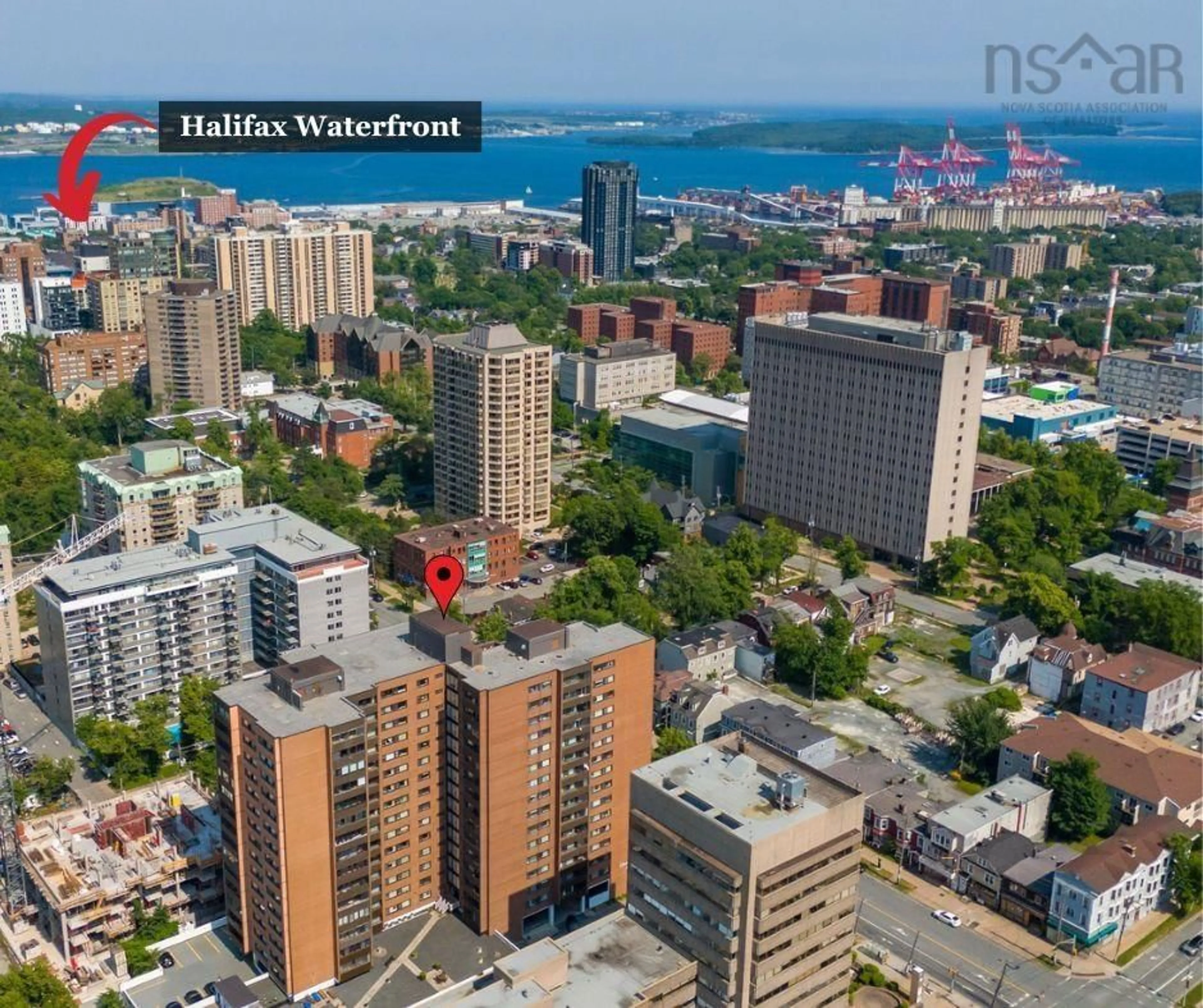 A pic from outside/outdoor area/front of a property/back of a property/a pic from drone, city buildings view from balcony for 5959 Spring Garden Rd #705, Halifax Nova Scotia B3H 1Y5