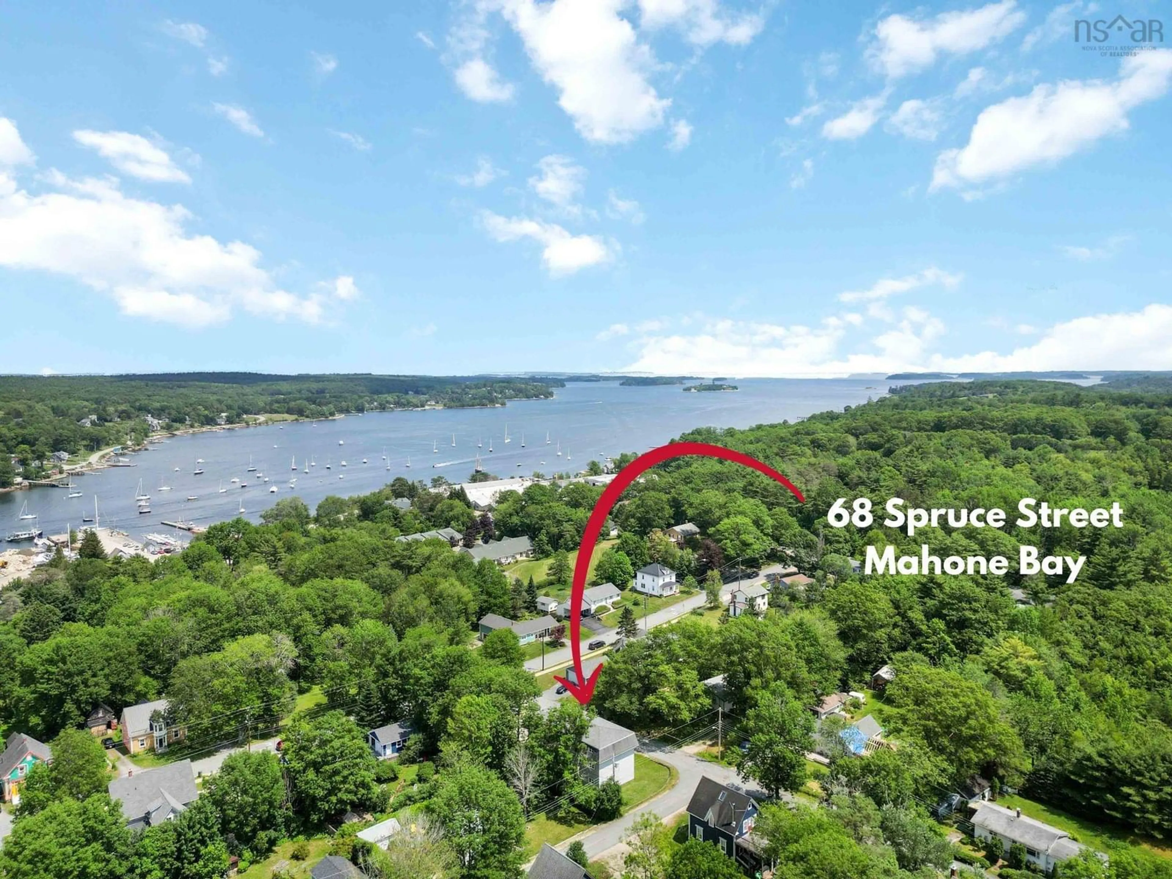 A pic from outside/outdoor area/front of a property/back of a property/a pic from drone, water/lake/river/ocean view for 68 Spruce St, Mahone Bay Nova Scotia B0J 2E0