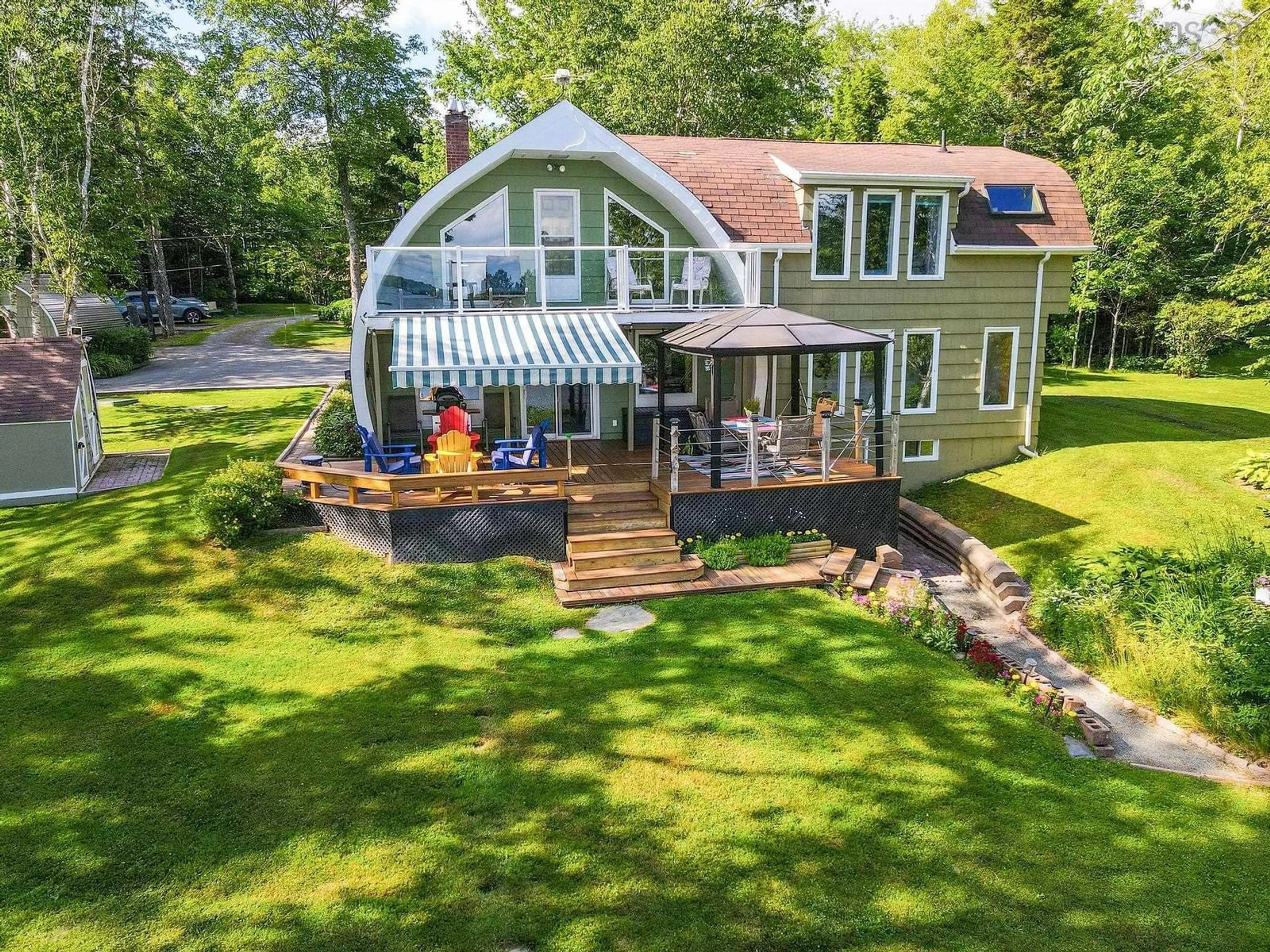 A pic from outside/outdoor area/front of a property/back of a property/a pic from drone, water/lake/river/ocean view for 183 Lakewood Dr, Shortts Lake Nova Scotia B2N 1C0