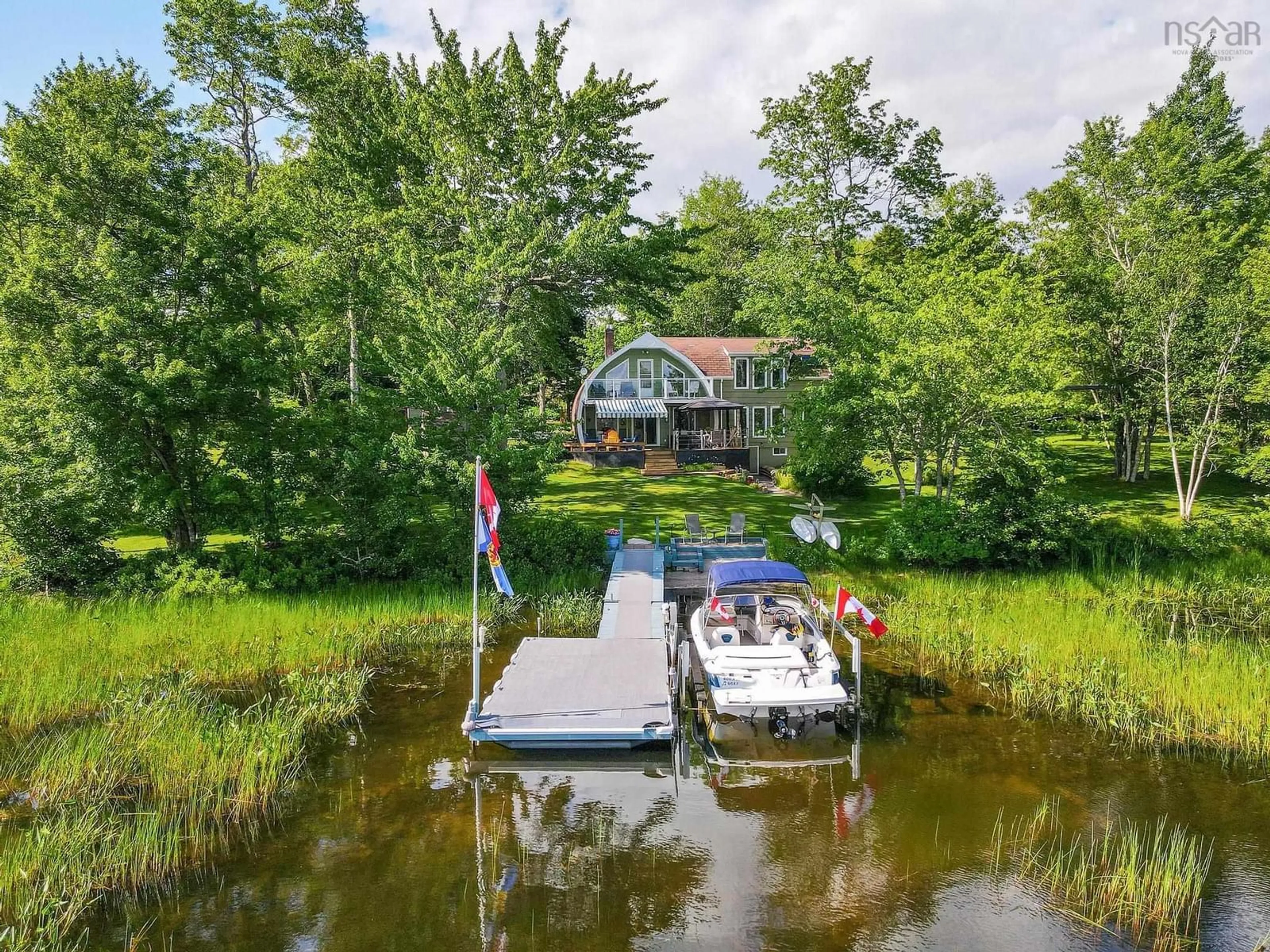 A pic from outside/outdoor area/front of a property/back of a property/a pic from drone, water/lake/river/ocean view for 183 Lakewood Dr, Shortts Lake Nova Scotia B2N 1C0