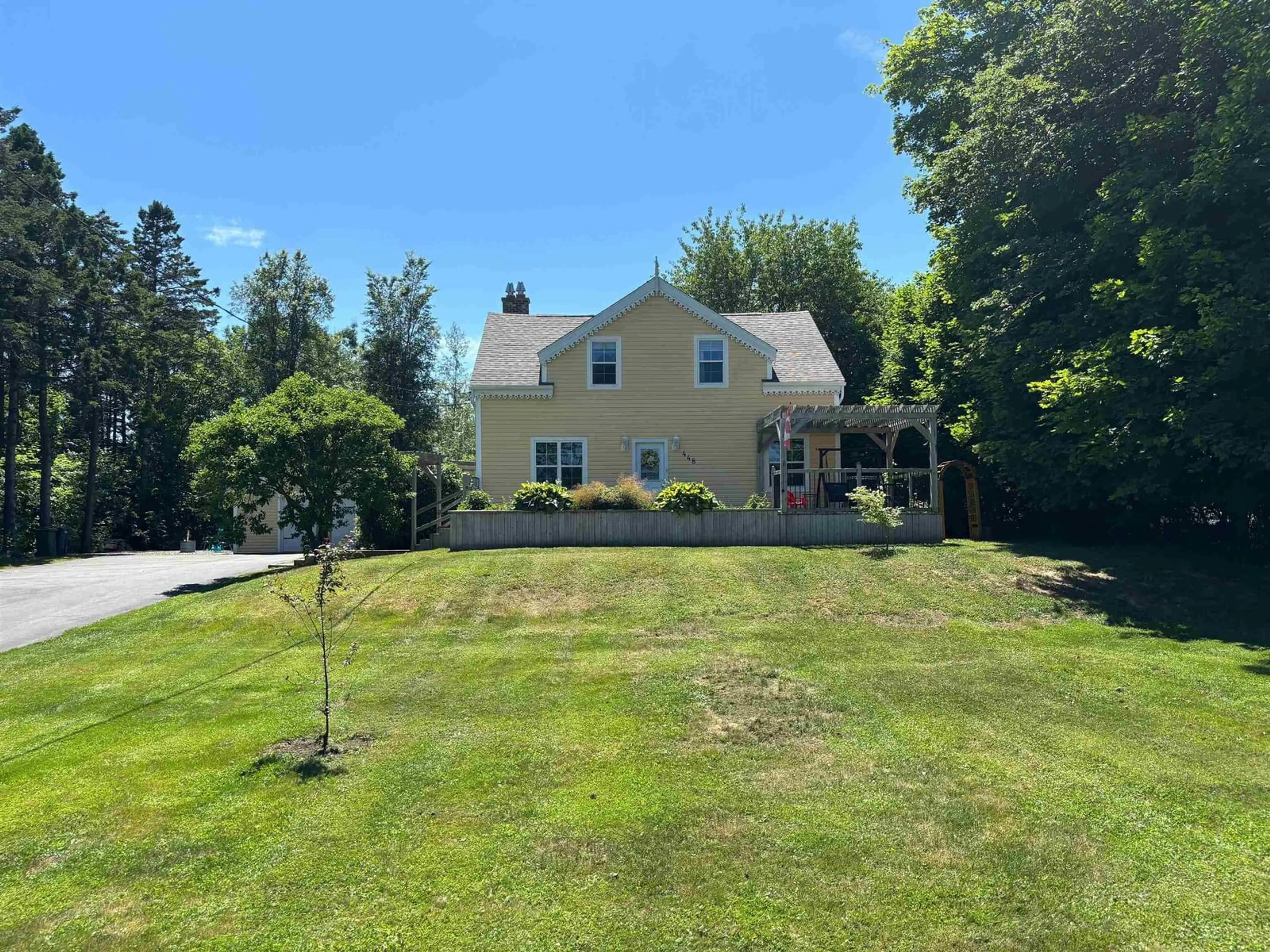A pic from outside/outdoor area/front of a property/back of a property/a pic from drone, water/lake/river/ocean view for 448 Old Sackville Rd, Lower Sackville Nova Scotia B4C 2J9