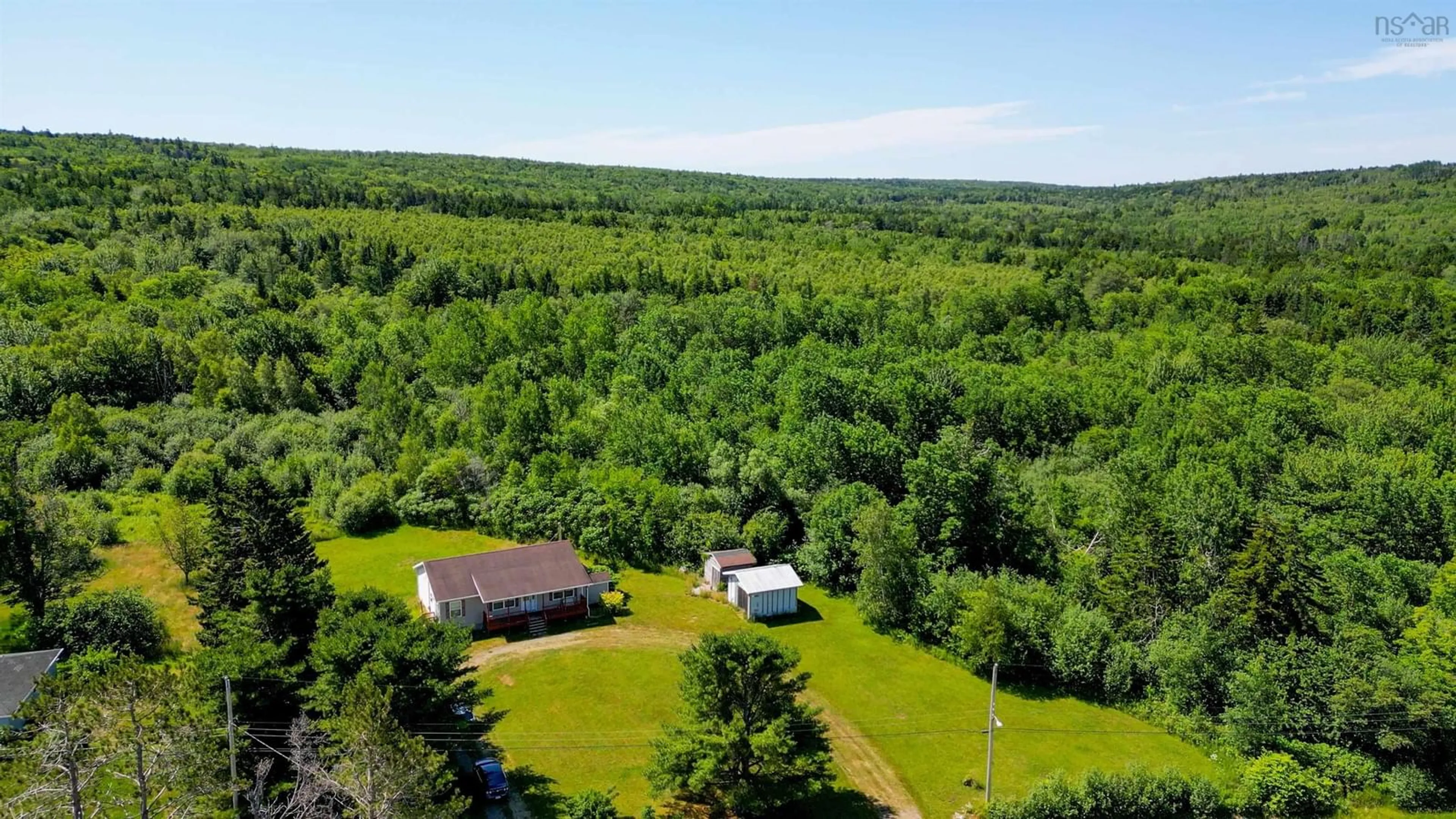 A pic from outside/outdoor area/front of a property/back of a property/a pic from drone, forest/trees view for 152 Jordantown Rd, Jordantown Nova Scotia B0V 1A0