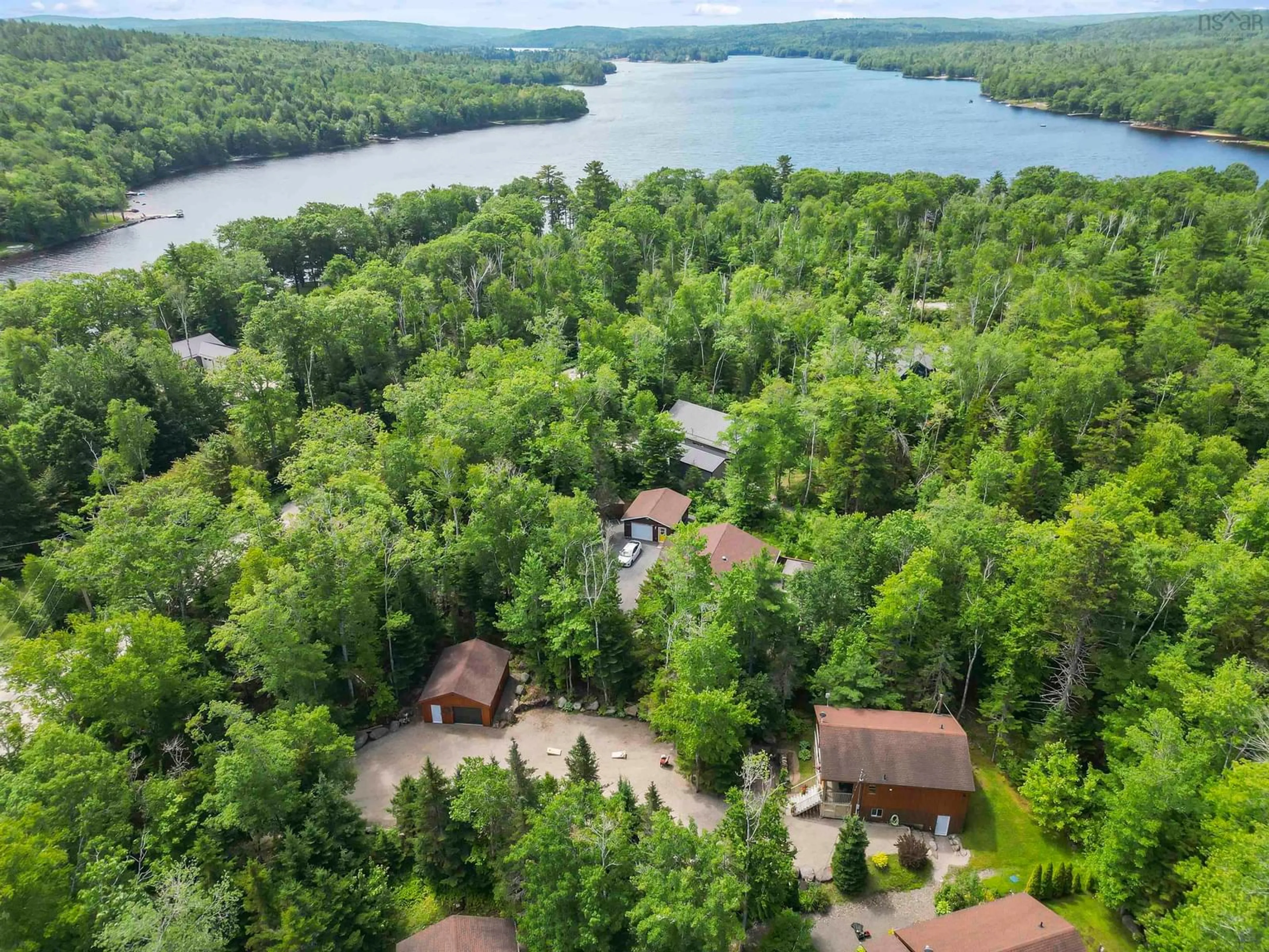A pic from outside/outdoor area/front of a property/back of a property/a pic from drone, water/lake/river/ocean view for 141 Canyon Point Rd, Vaughan Nova Scotia B0N 2T0