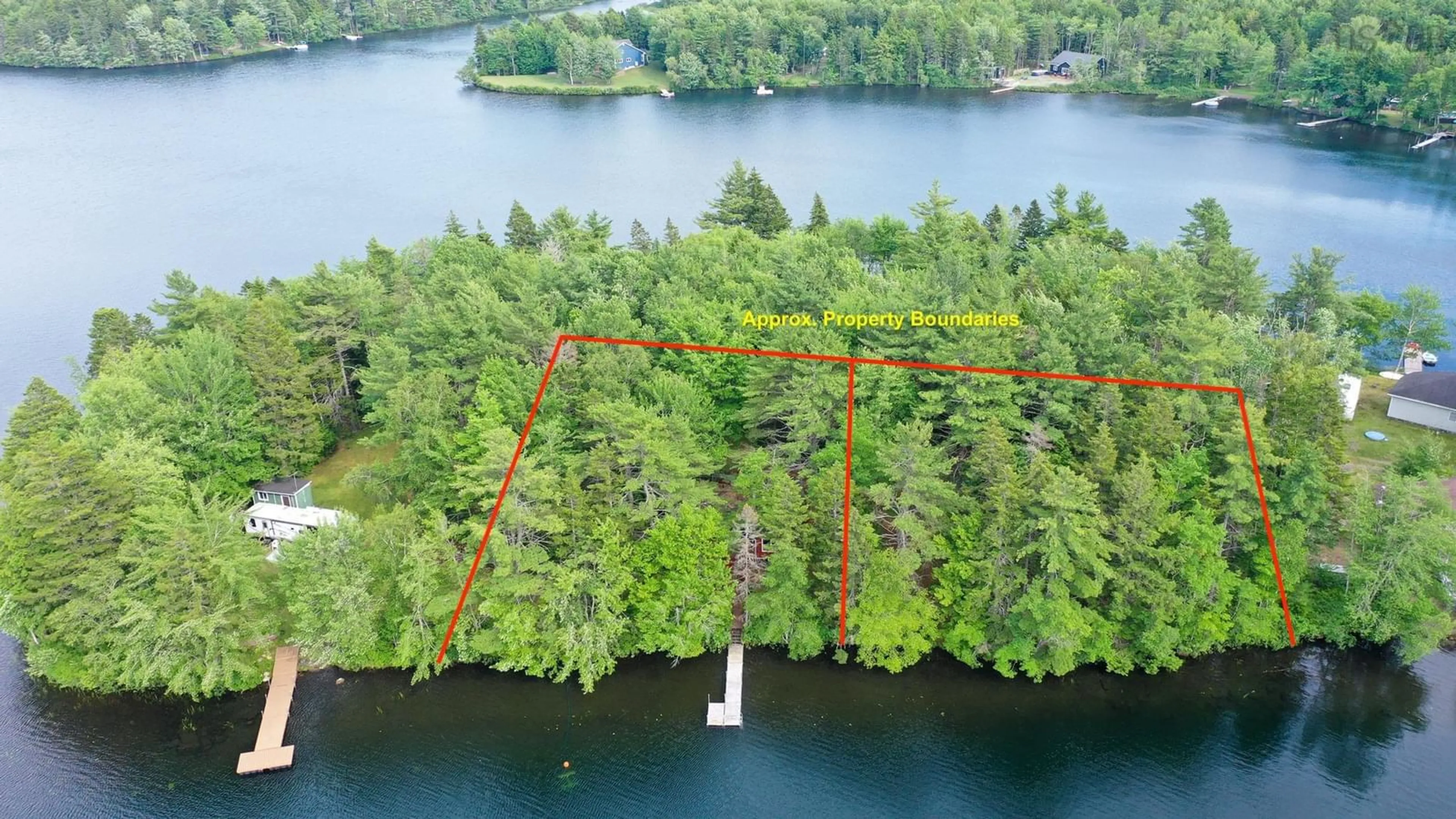A pic from outside/outdoor area/front of a property/back of a property/a pic from drone, water/lake/river/ocean view for 81 Crooked Lane, Camperdown Nova Scotia B4V 6T5