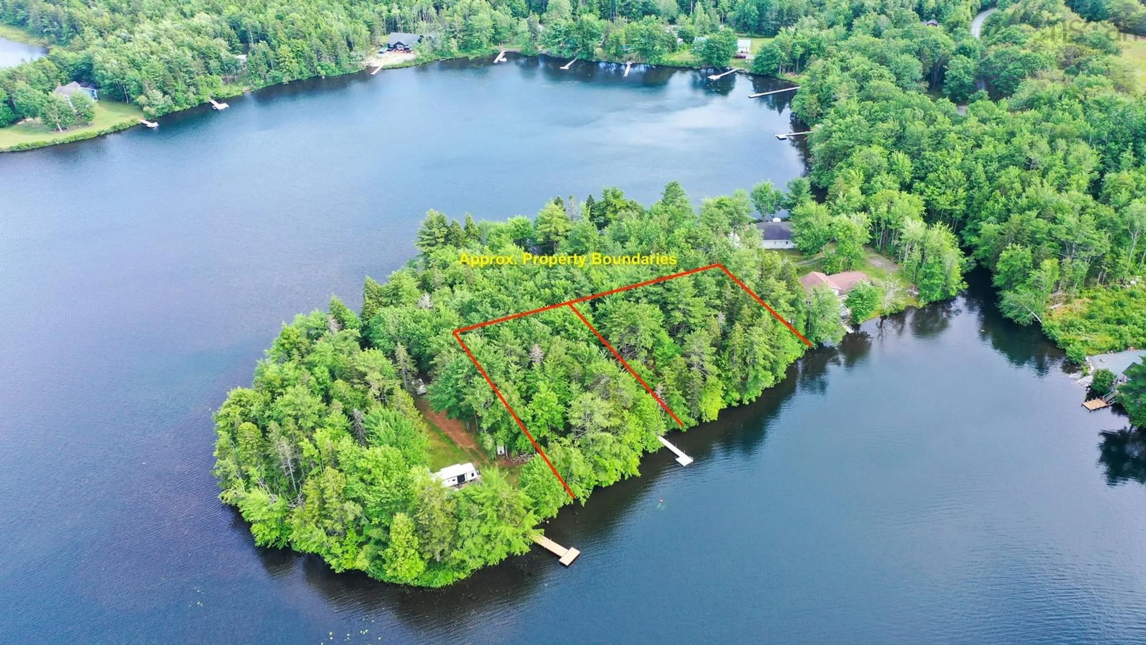 A pic from outside/outdoor area/front of a property/back of a property/a pic from drone, water/lake/river/ocean view for 81 Crooked Lane, Camperdown Nova Scotia B4V 6T5