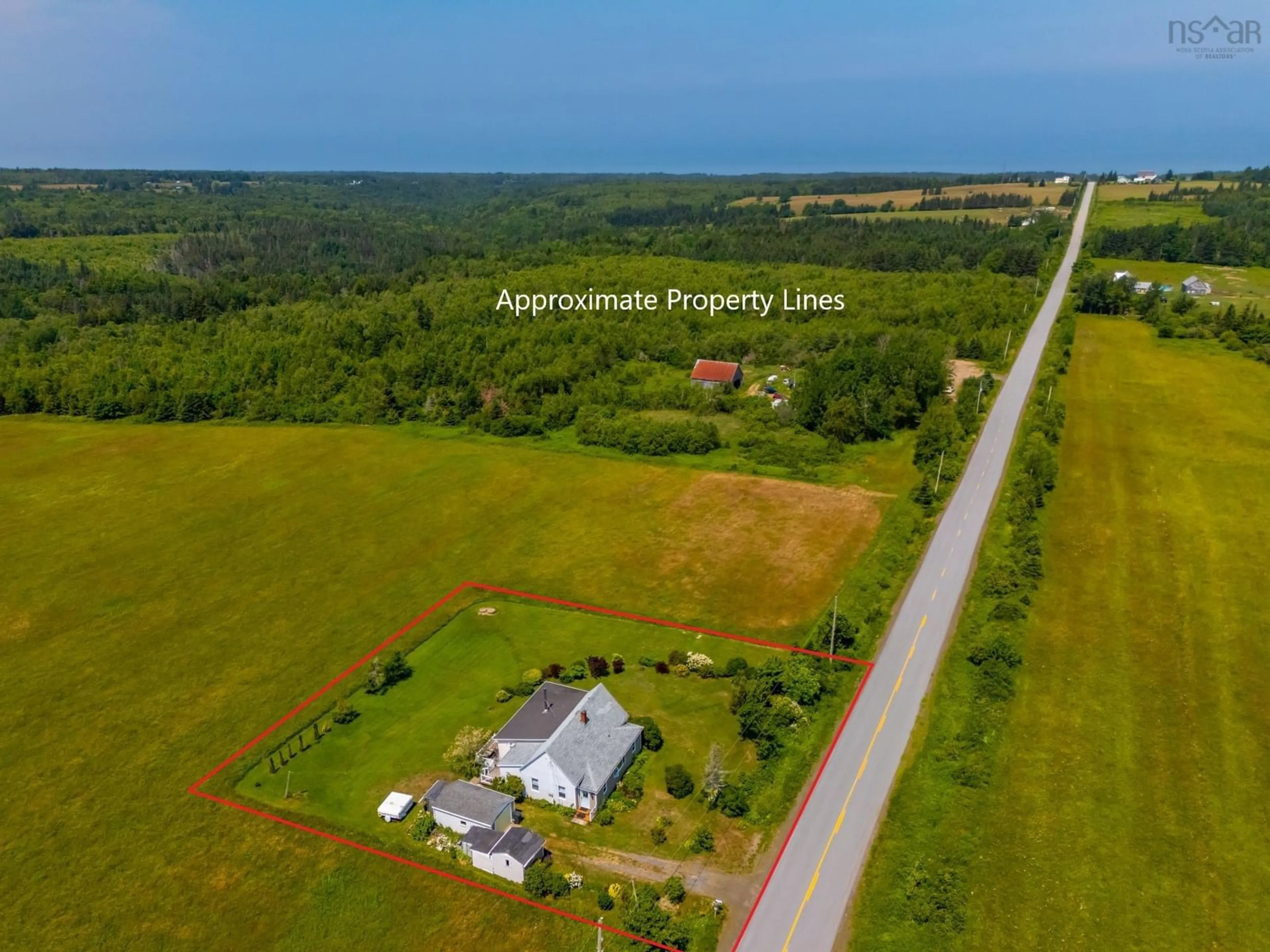 A pic from outside/outdoor area/front of a property/back of a property/a pic from drone, water/lake/river/ocean view for 27 Port Lorne Rd, Mount Rose Nova Scotia B0S 1R0