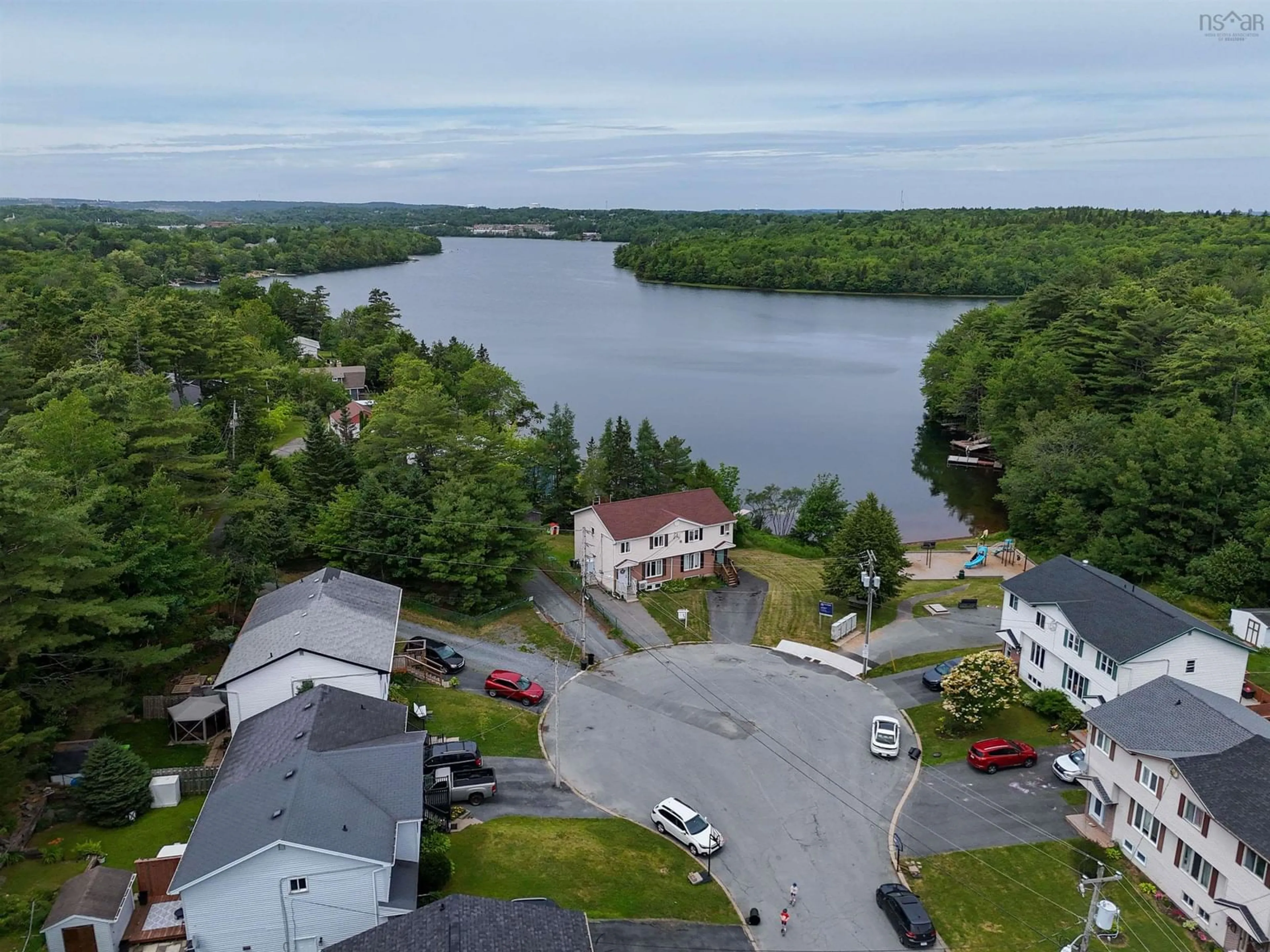 A pic from outside/outdoor area/front of a property/back of a property/a pic from drone, water/lake/river/ocean view for 66 Judy Anne Crt, Lower Sackville Nova Scotia B4C 3X7
