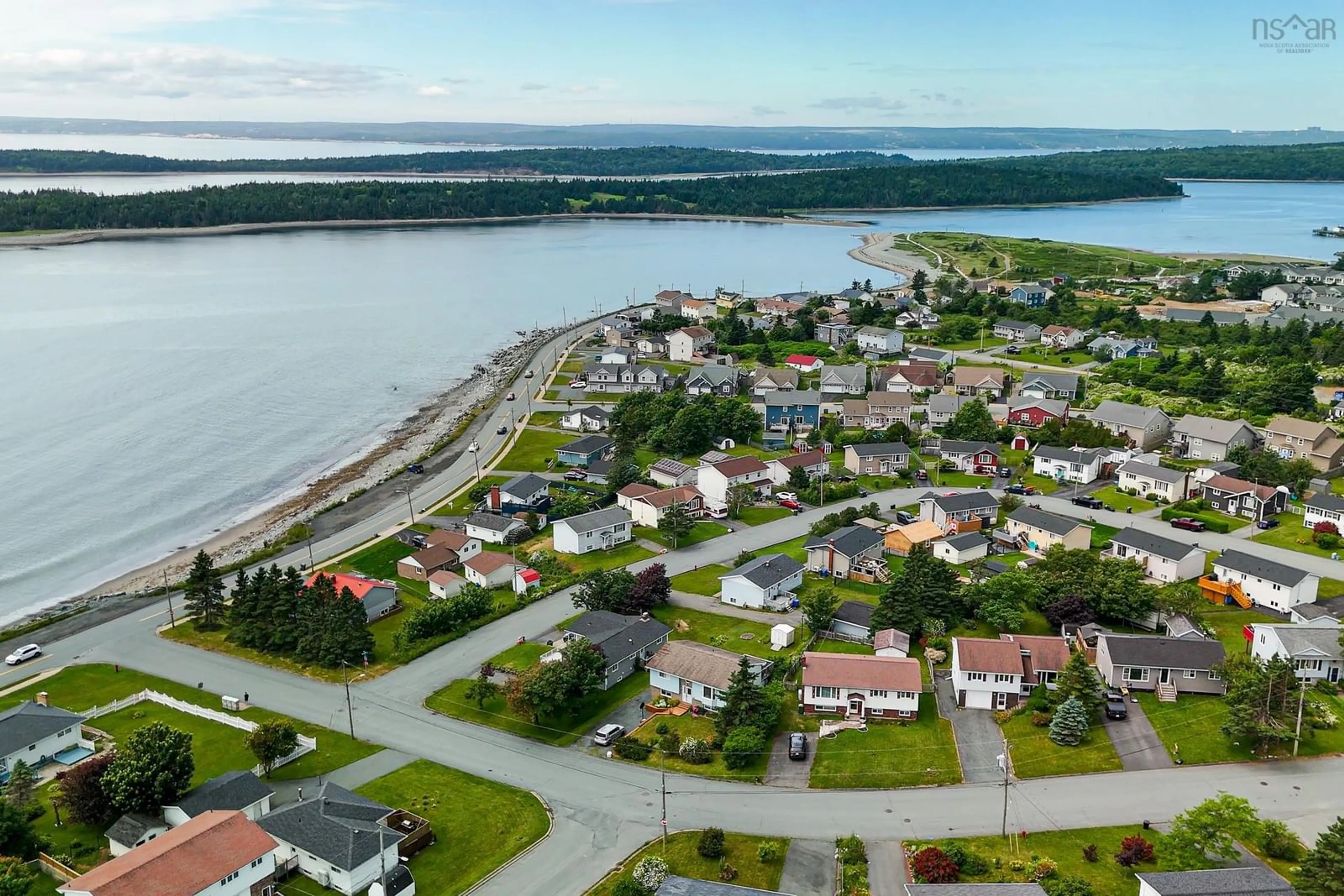 A pic from outside/outdoor area/front of a property/back of a property/a pic from drone, water/lake/river/ocean view for 30 Redoubt Way, Eastern Passage Nova Scotia B3G 1G1