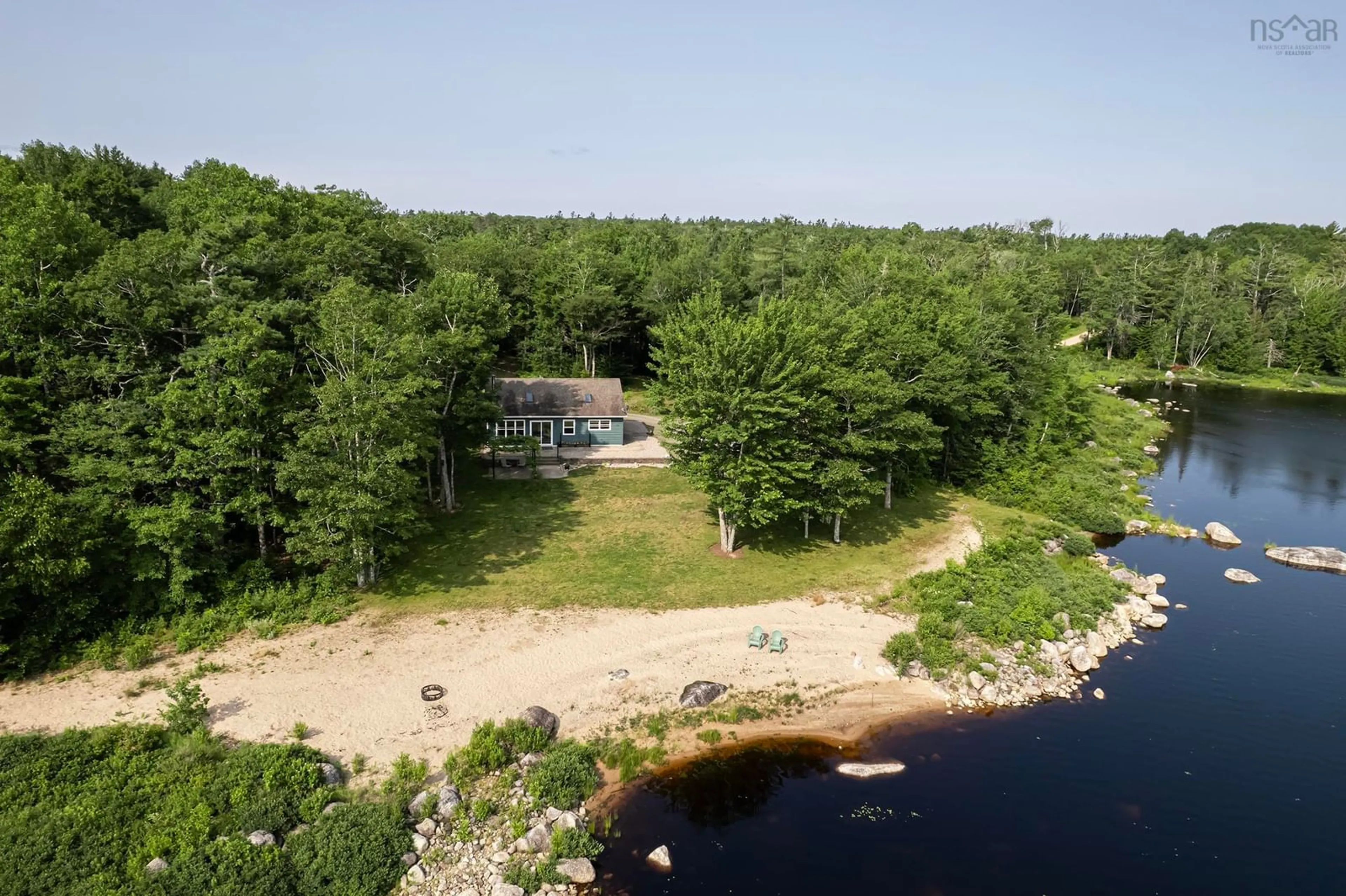 A pic from outside/outdoor area/front of a property/back of a property/a pic from drone, water/lake/river/ocean view for 4464 Old Liverpool Rd, Big Molly Upsim Lake Nova Scotia B0S 1P0