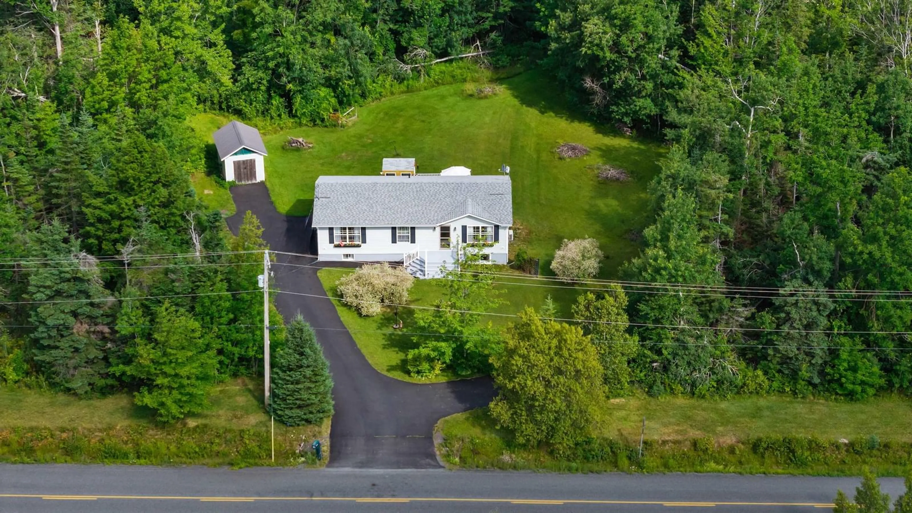 A pic from outside/outdoor area/front of a property/back of a property/a pic from drone, street for 481 Frasers Mountain Branch Rd, Woodburn Nova Scotia B2H 5C4