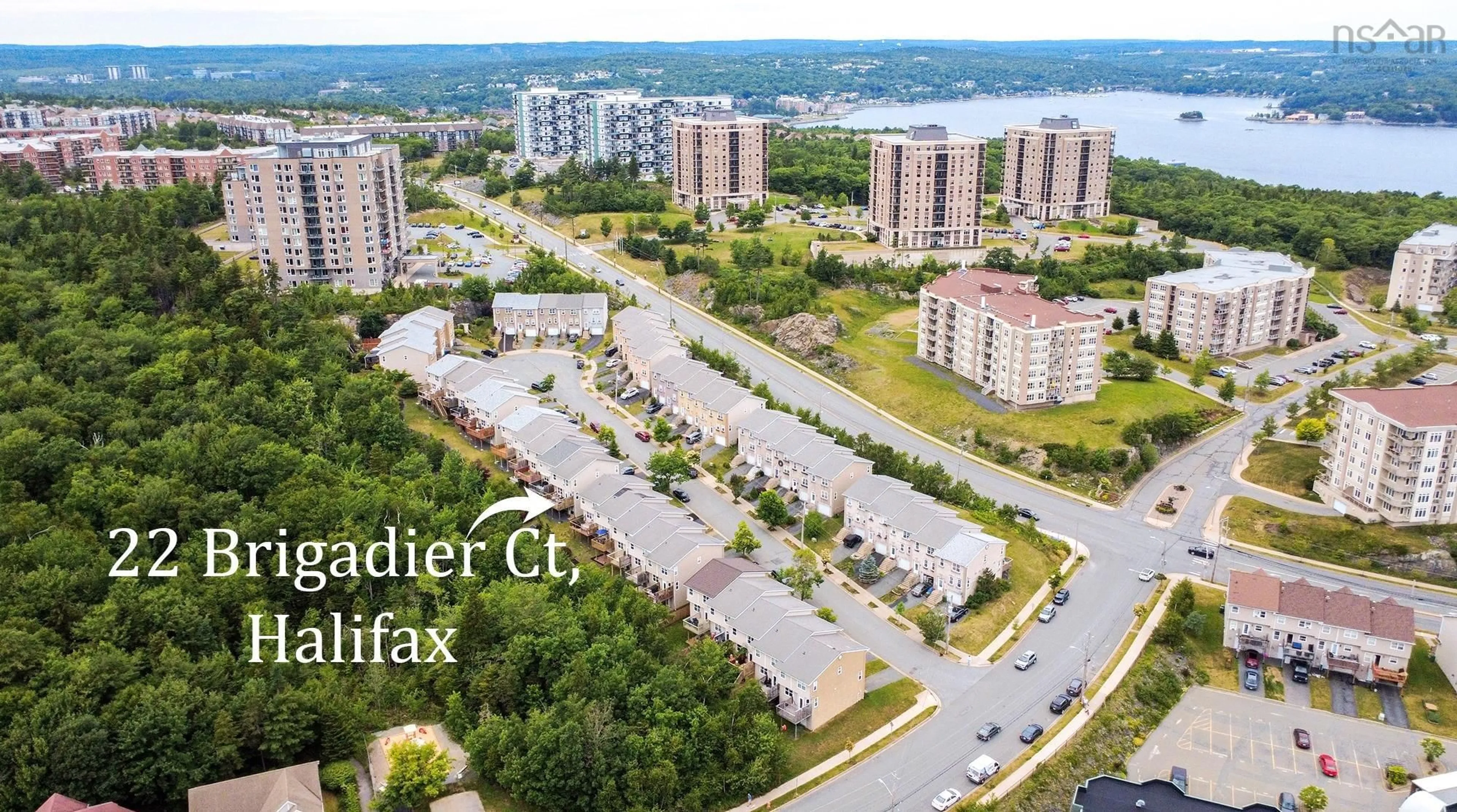 A pic from outside/outdoor area/front of a property/back of a property/a pic from drone, city buildings view from balcony for 22 Brigadier Crt, Halifax Nova Scotia B3M 4Y5