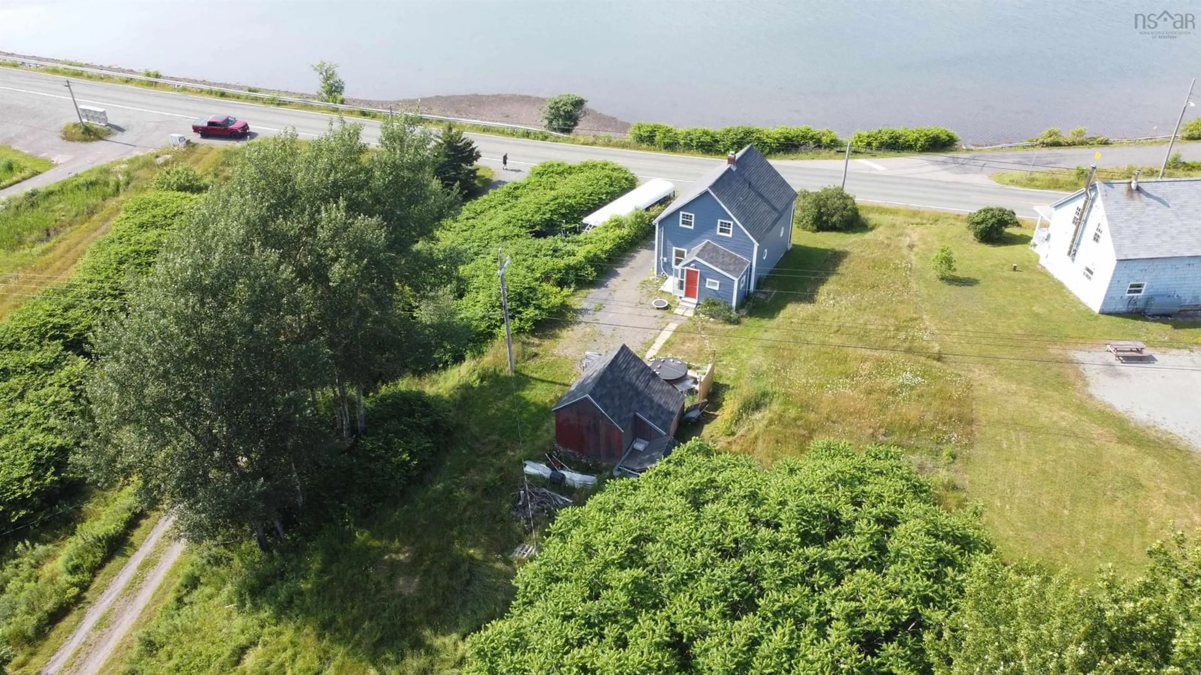 A pic from outside/outdoor area/front of a property/back of a property/a pic from drone, water/lake/river/ocean view for 2804 Highway 320, Poulamon Nova Scotia B0E 1K0