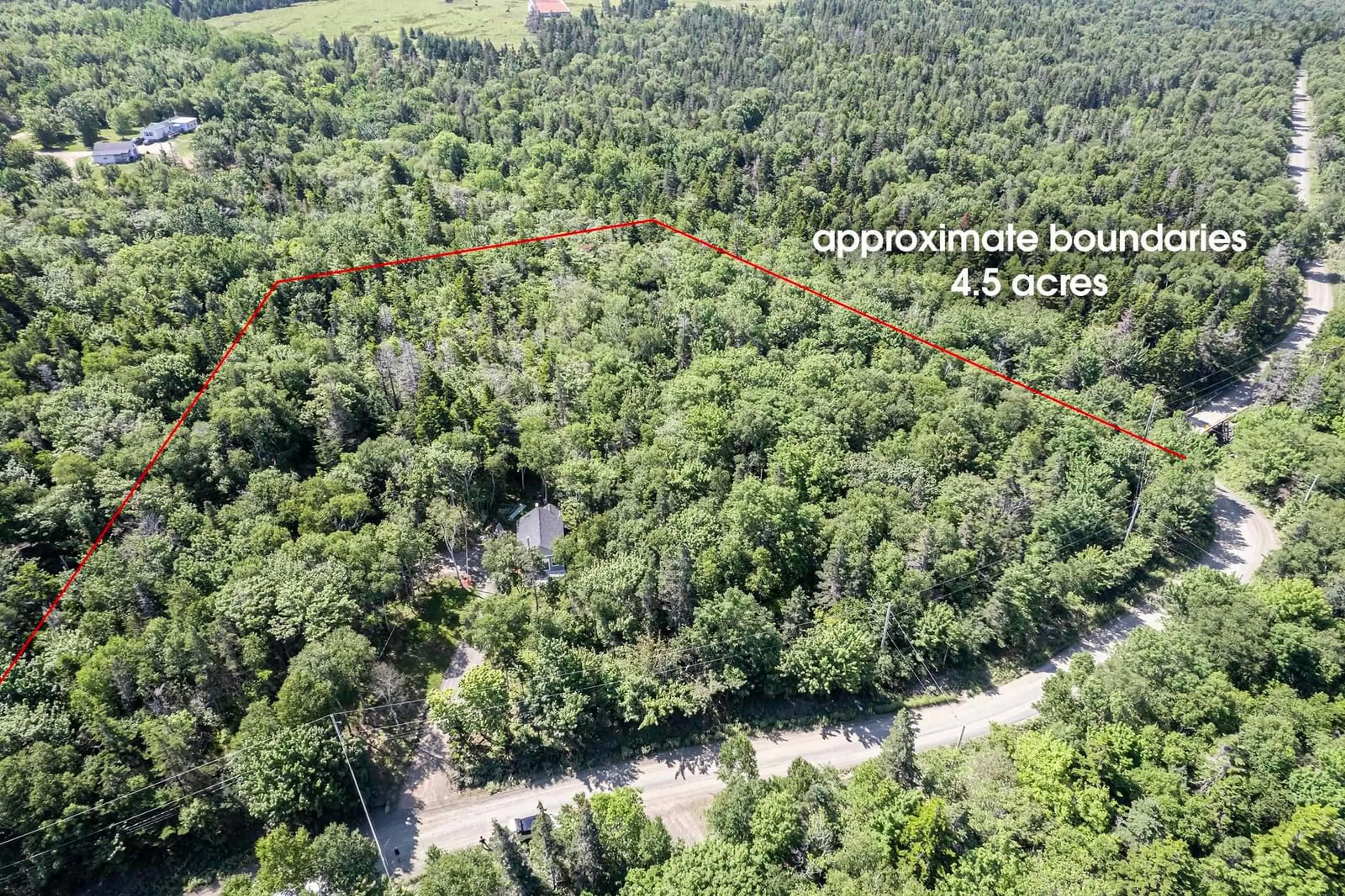 A pic from outside/outdoor area/front of a property/back of a property/a pic from drone, forest/trees view for 11484 Shore Rd, Mount Hanley Nova Scotia B0S 1P0