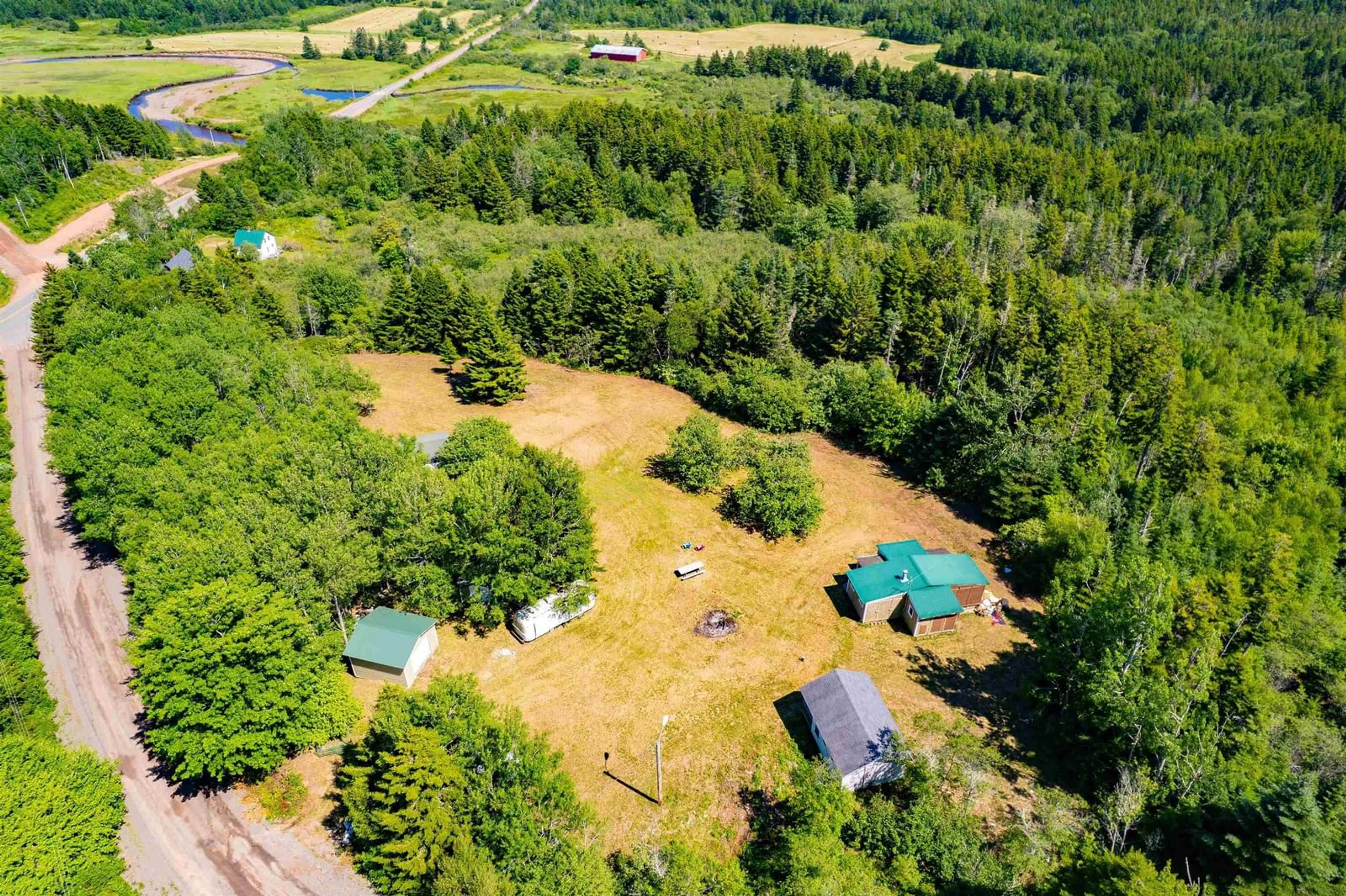 A pic from outside/outdoor area/front of a property/back of a property/a pic from drone, forest/trees view for 1286 Elderkin Rd, Apple River Nova Scotia B0M 1S0
