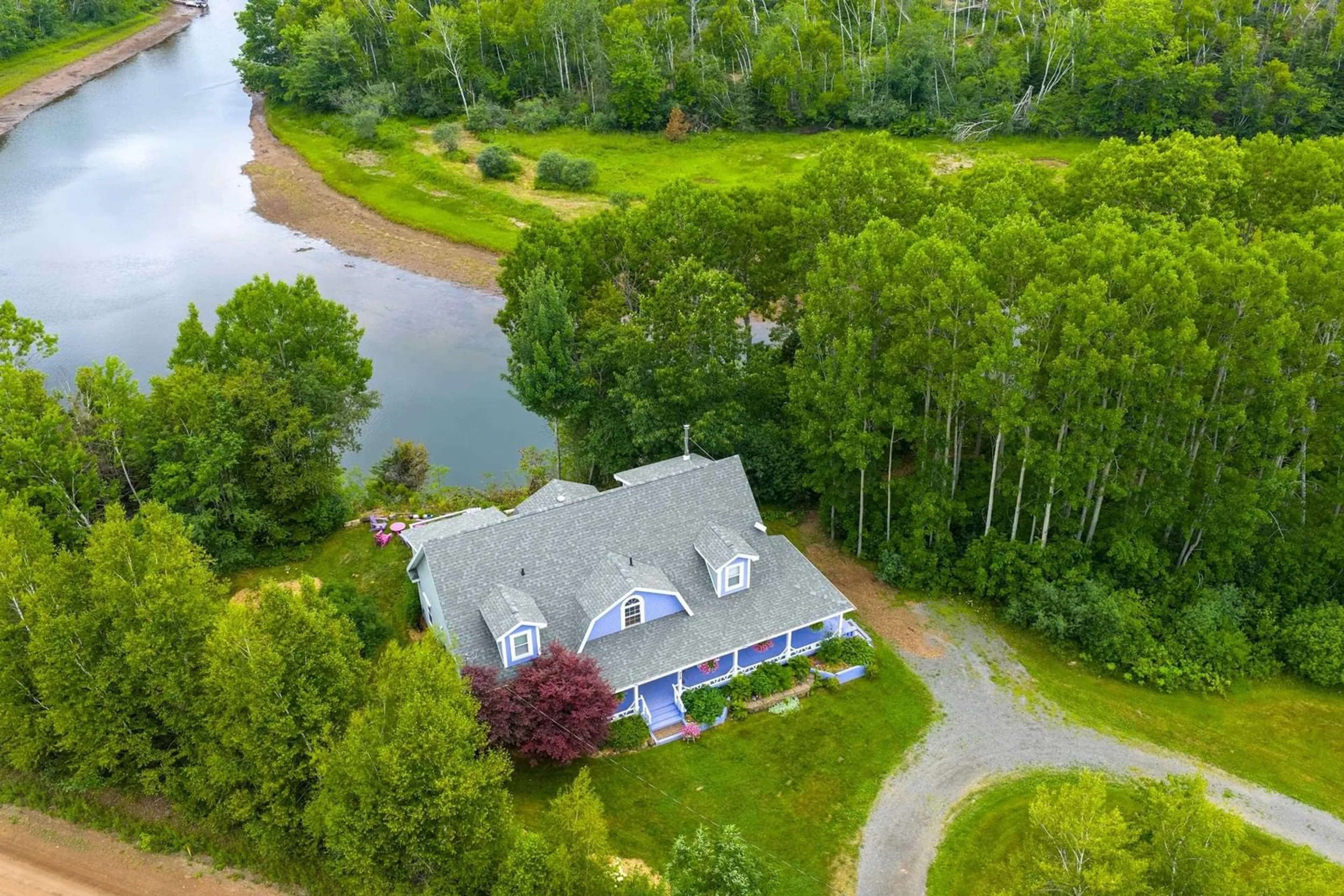 A pic from outside/outdoor area/front of a property/back of a property/a pic from drone, water/lake/river/ocean view for 279 Allen Rd, River John Nova Scotia B0K 1N0